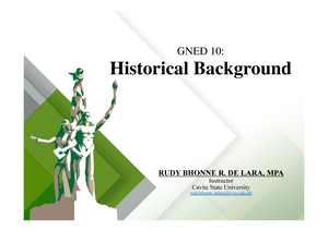 Chapter 1 - Historical Background - GNED 10: Historical Background RUDY ...