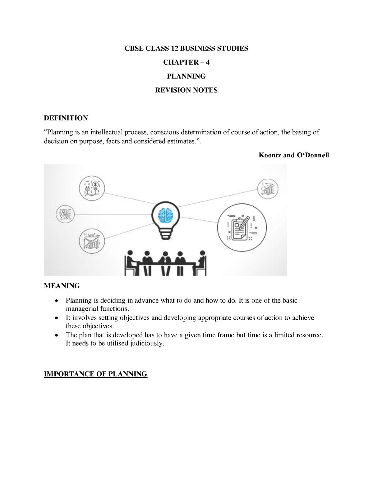 business planning notes class 12