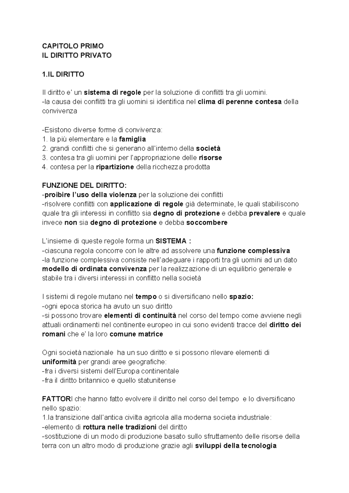 Istituzioni DI Diritto Privato CAPITOLO PRIMO IL DIRITTO PRIVATO 1 DIRITTO Il diritto e’ un