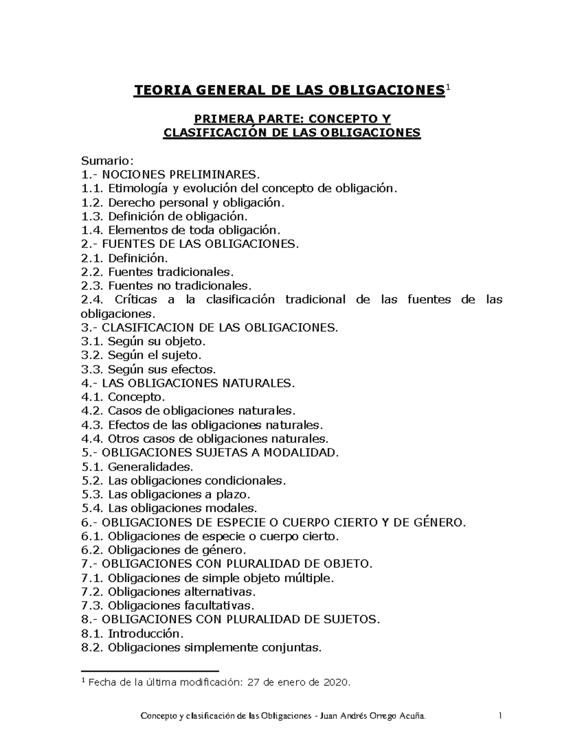 Concepto Y Clasificación De Las Obligaciones - TEORIA GENERAL DE LAS ...