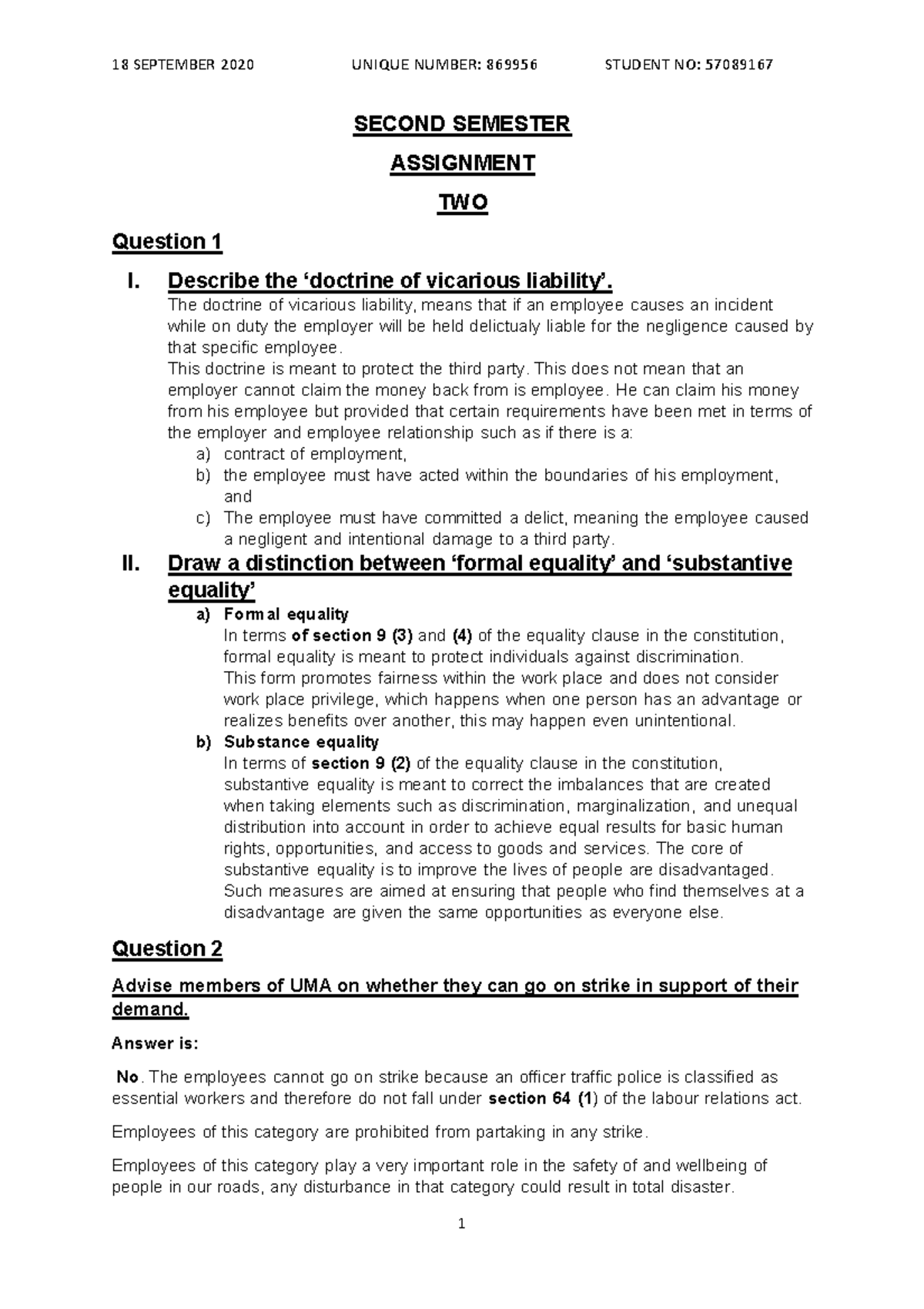 labour law 2 assignment topics