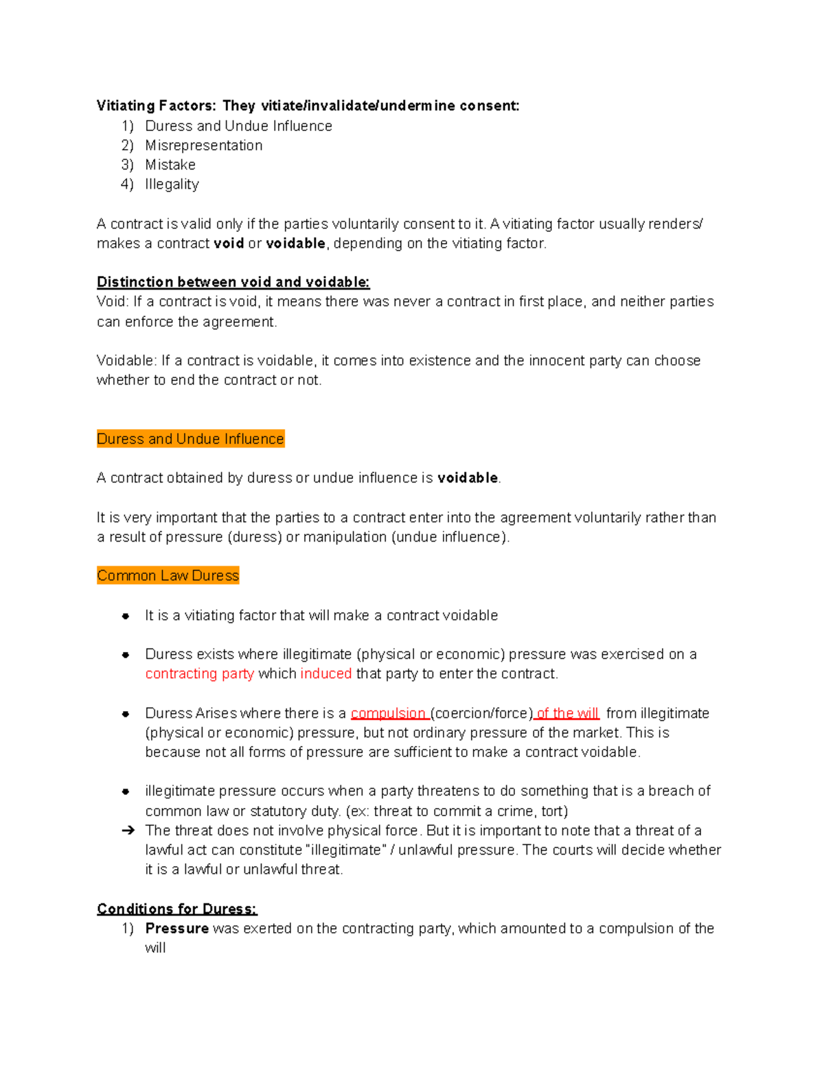 Contract W9 afdsf Vitiating Factors They vitiate/invalidate