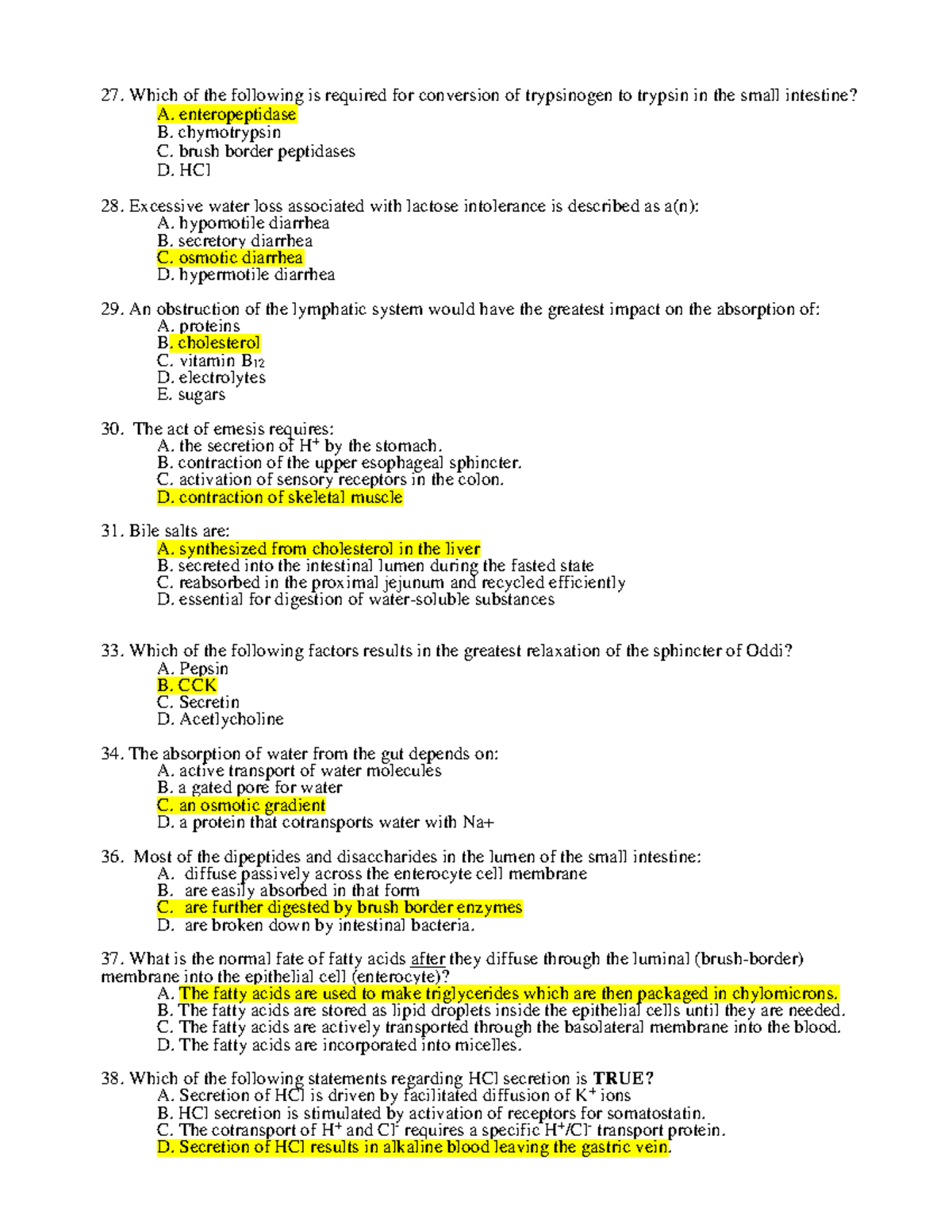 GI Exam Sample Questions - Which of the following is required for ...