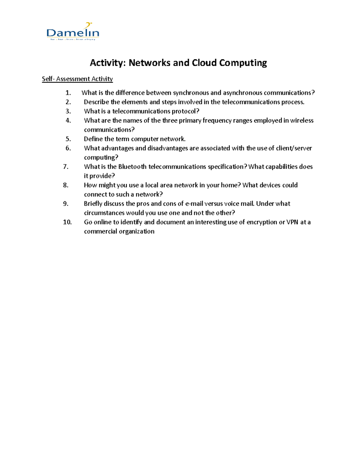 WEEK 11 Networks and Cloud Computing Activity AR - Activity: Networks ...