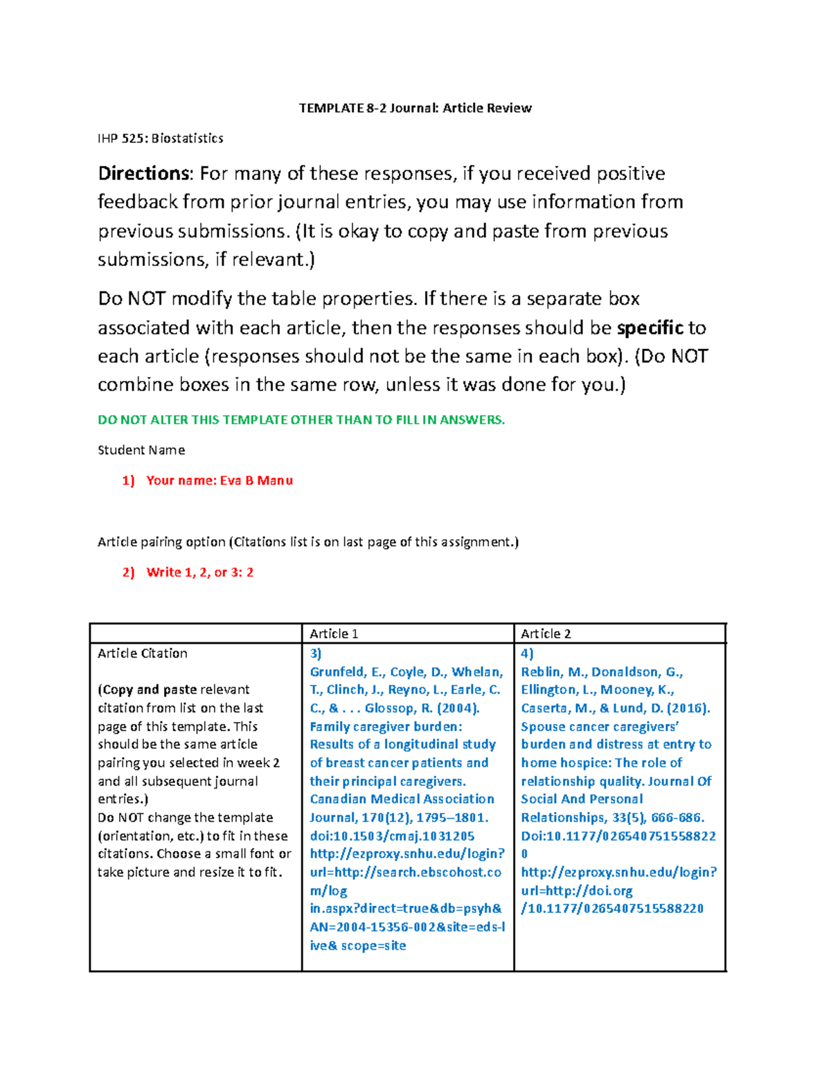 82 Article Review Template 1 Eva Revised TEMPLATE 82 Journal