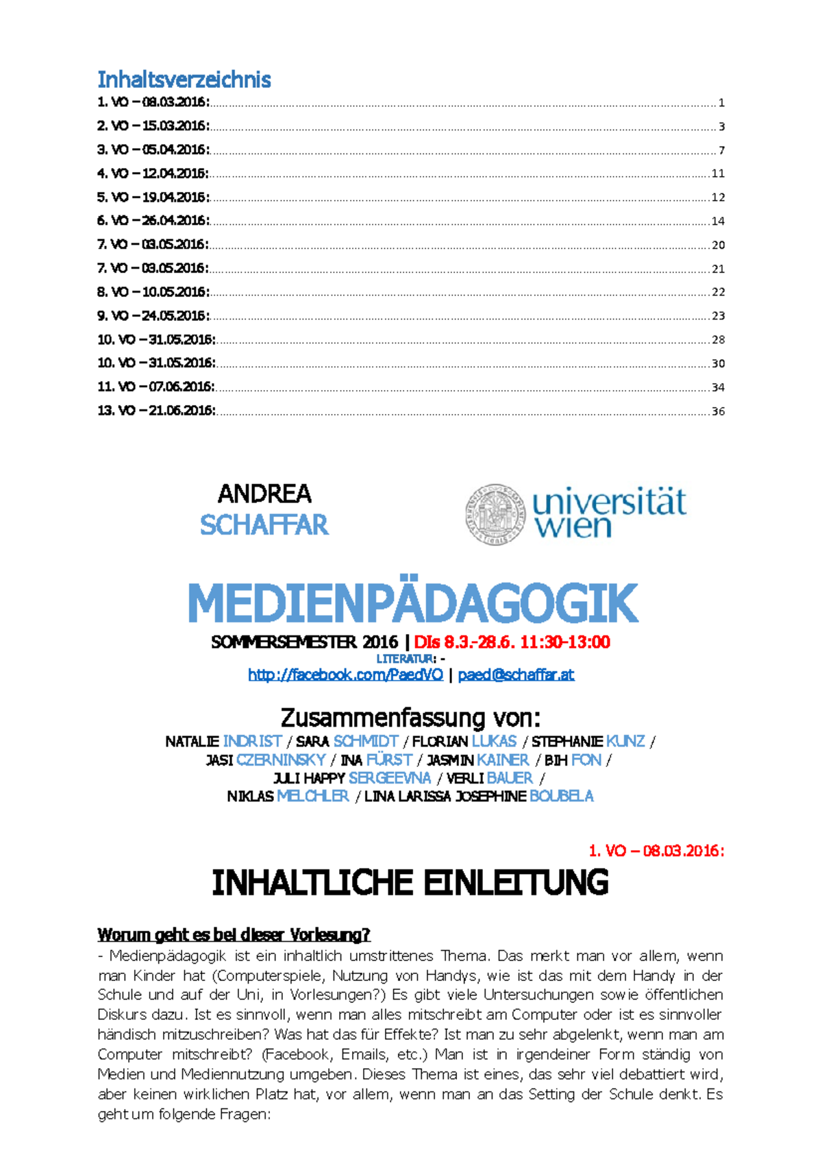 VO PAED - Medienpädagogik Zusammenfassung - Inhaltsverzeichnis VO ...