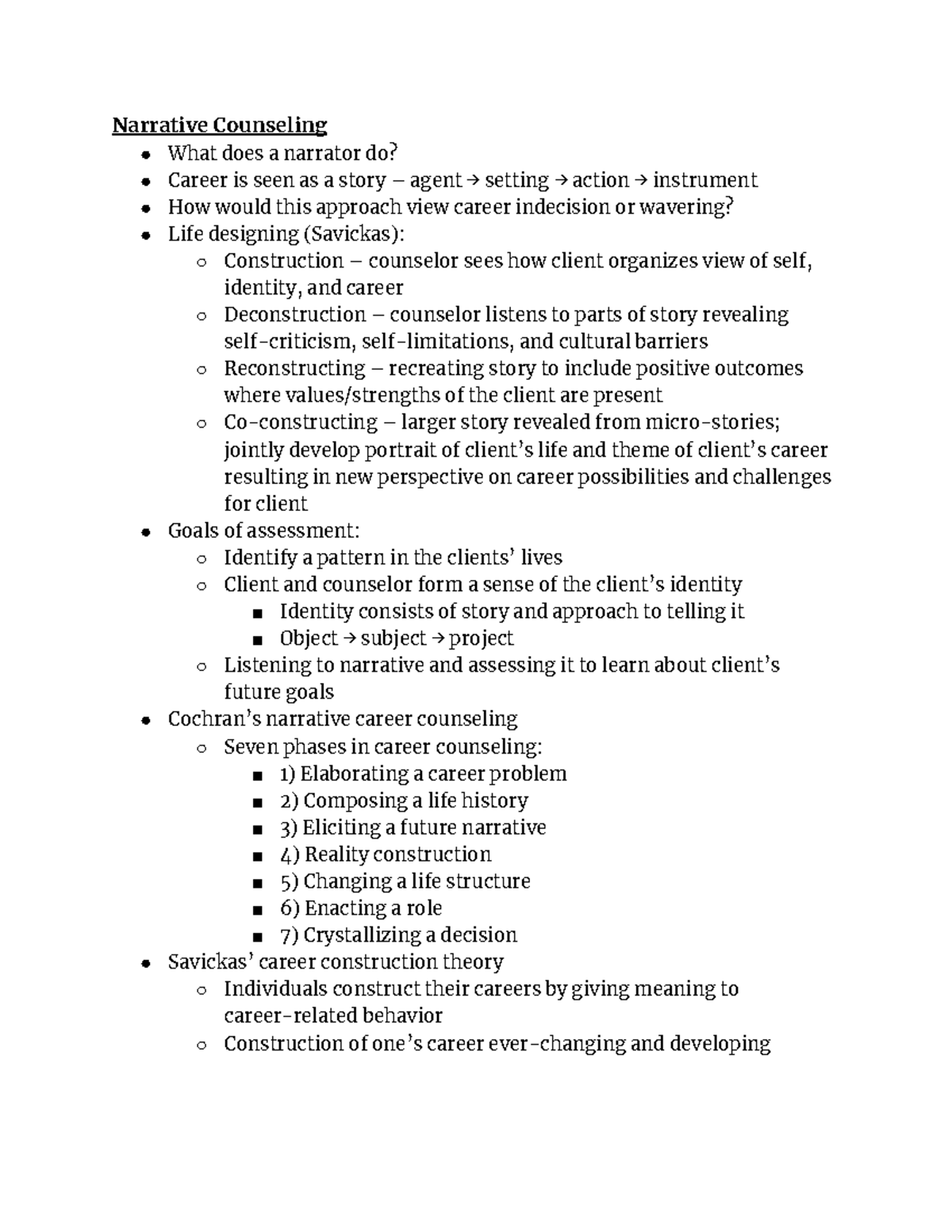 Career Counseling Ch. 11 (Constructivist and Narrative Approaches to ...