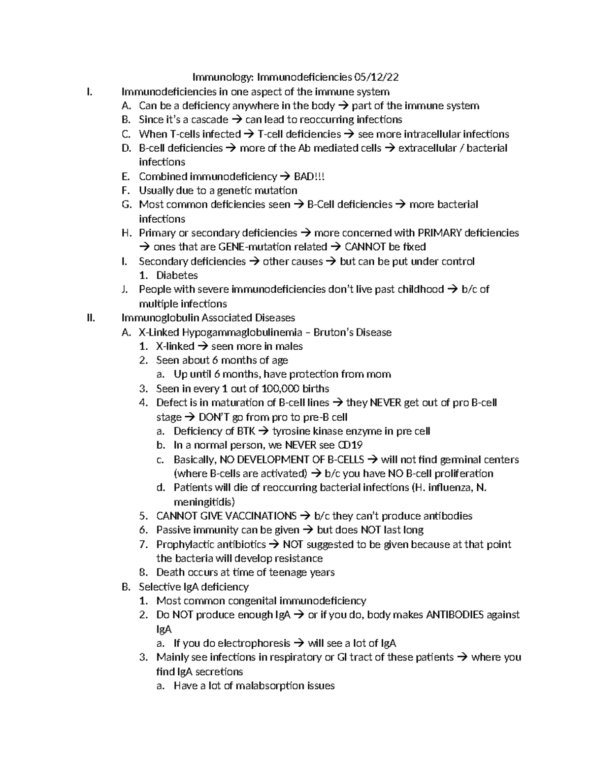 Immunology Lecture - Immunodeficiencies - Immunology