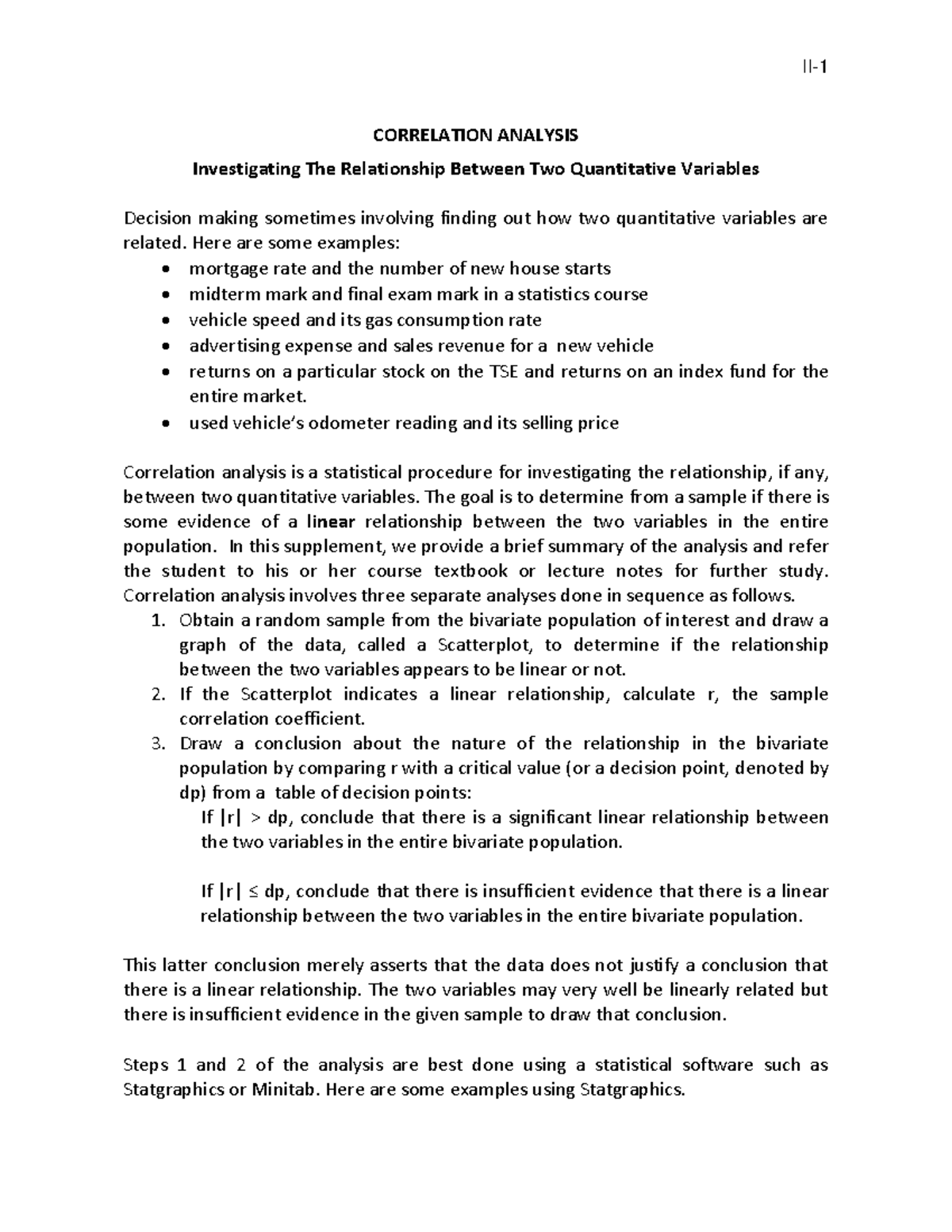 Chapter 2 Correlation Ii 1 Correlation Analysis Investigating The Relationship Between Two Studocu