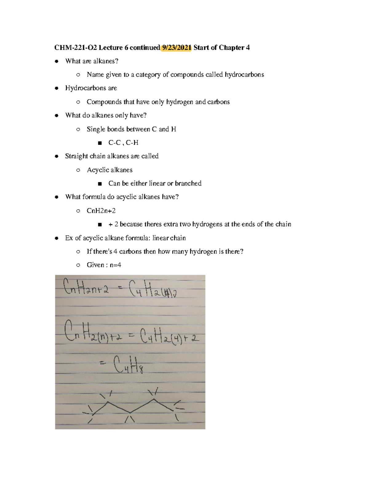 CHM 221 CH 4 notes - CHM-221-O2 Lecture 6 continued 9/23/2021 Start of ...