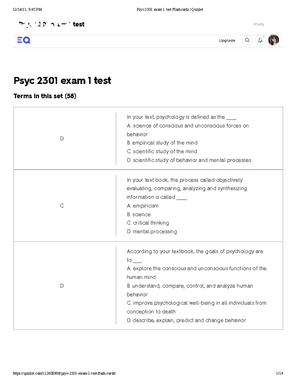 Psyc 2301 Exam 1 Test Flashcards Quizlet - End Of Year Sale - Get ...