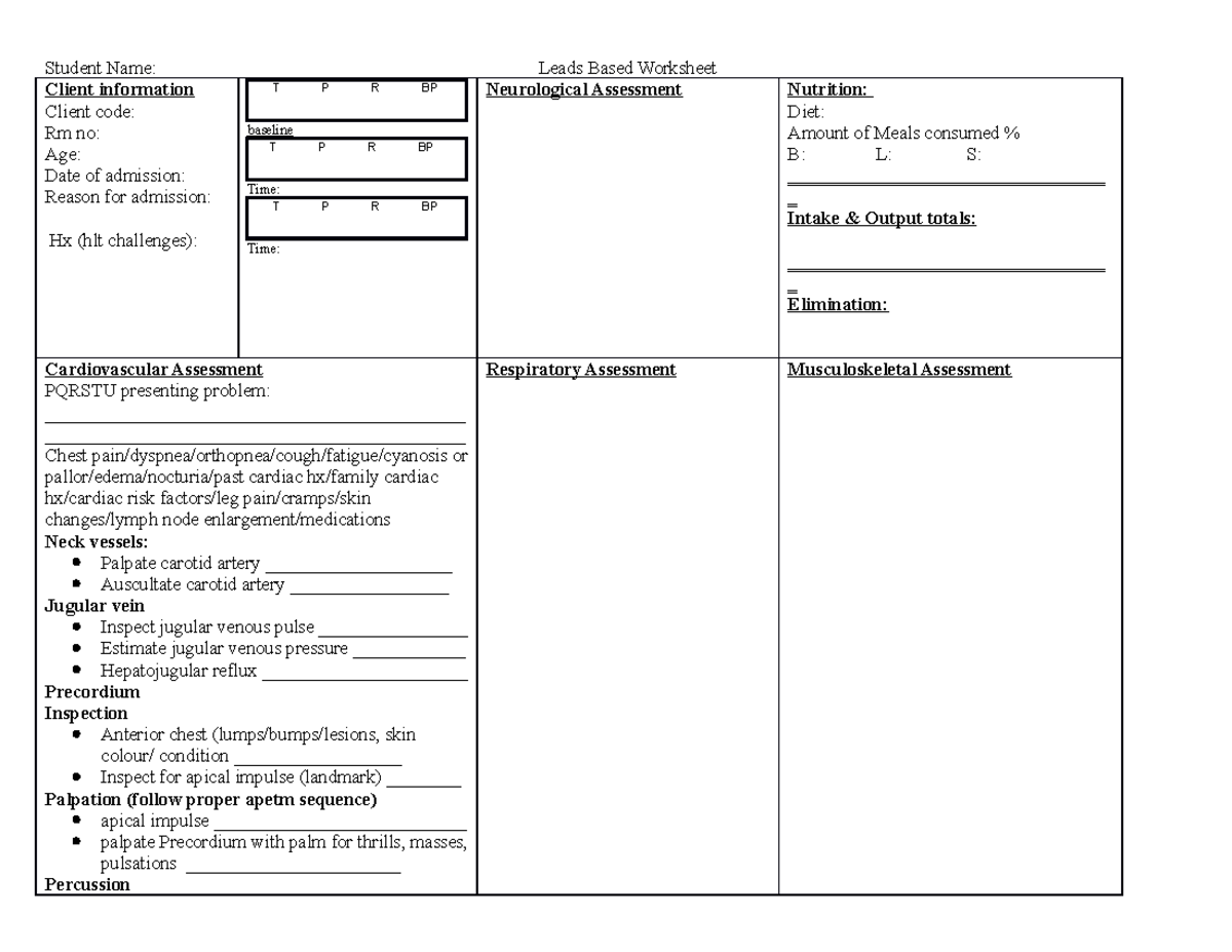 cardiac health care assignment