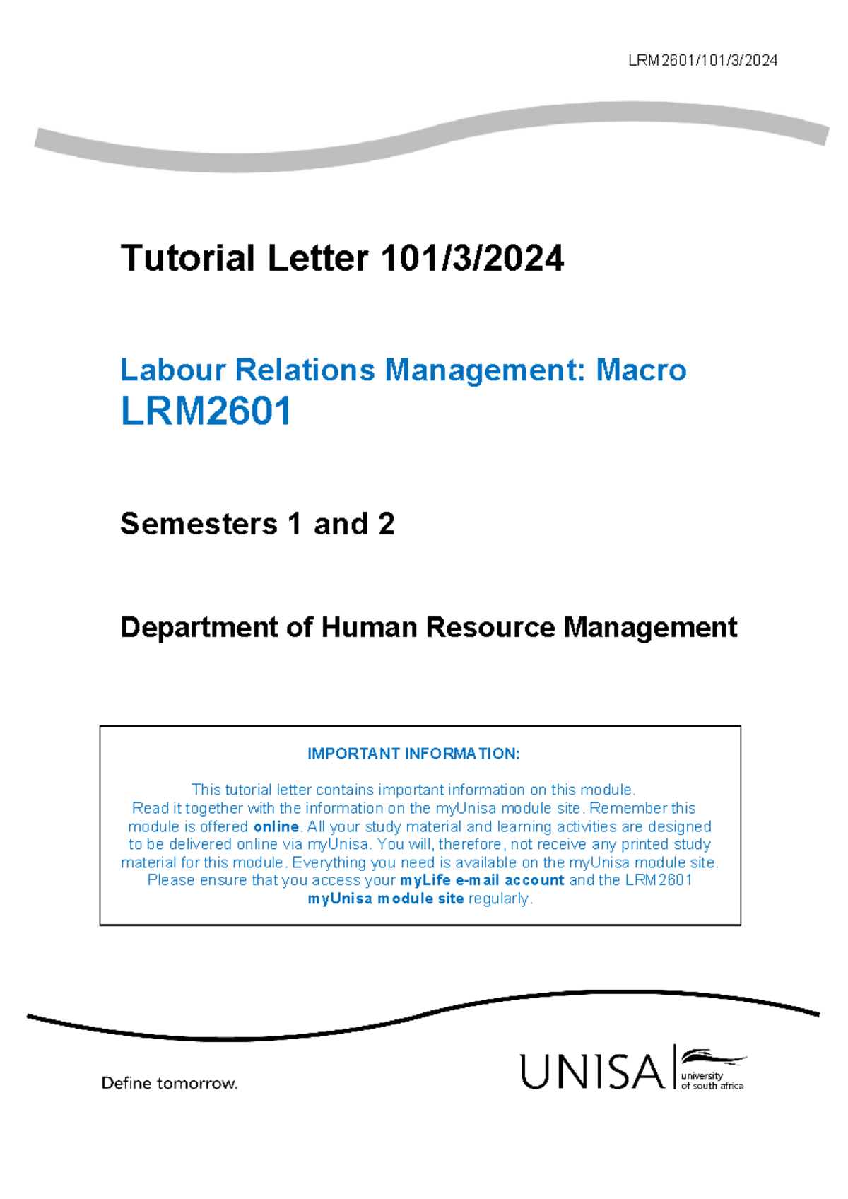 LRM2601 TL101 2024 3 b - tutorial - LRM2601/101/3/ Tutorial Letter 101 ...