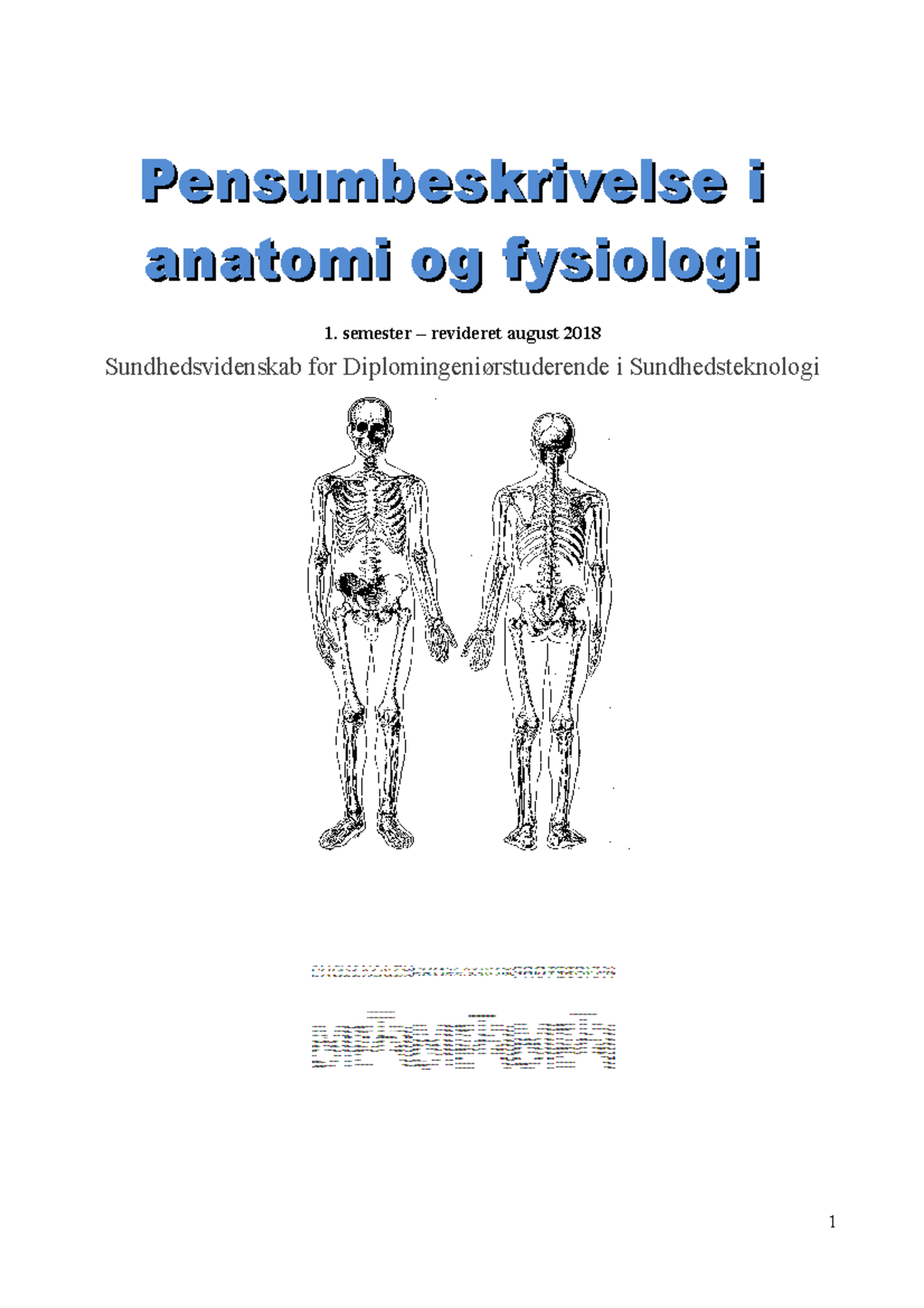 Pensumbeskrivelse Til Anatomi Og Fysiologi - 1. Semester – Revideret ...