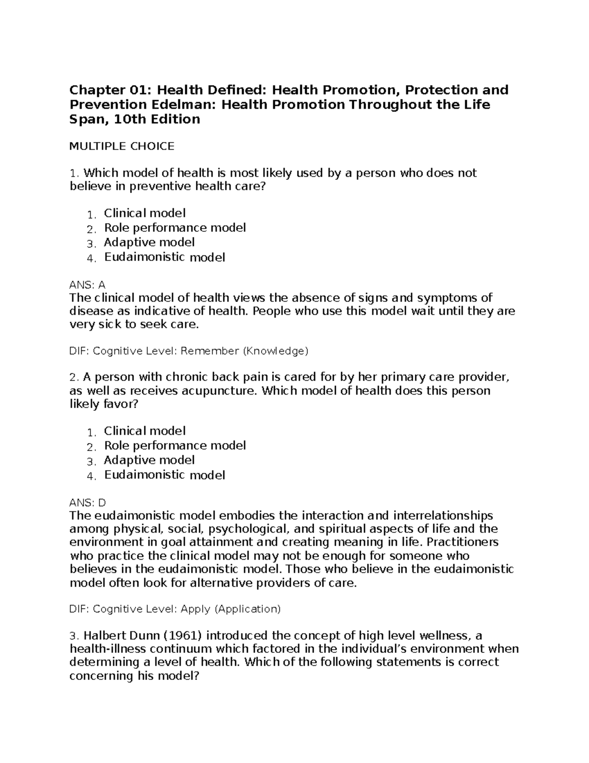 assignment chapter 18 quiz disease prevention