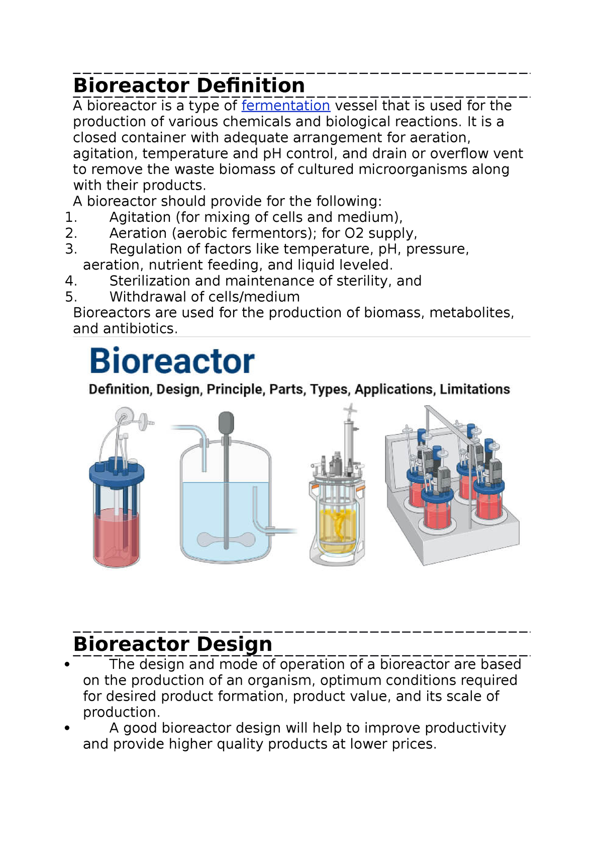 Bioreactors And Its Types - Bioreactor Definition A Bioreactor Is A ...