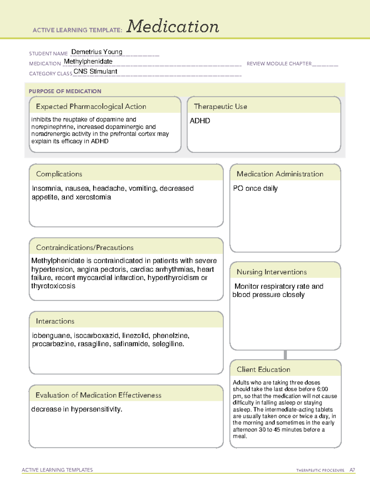 ATI Medication Sheet (Template)-5 - ACTIVE LEARNING TEMPLATES ...