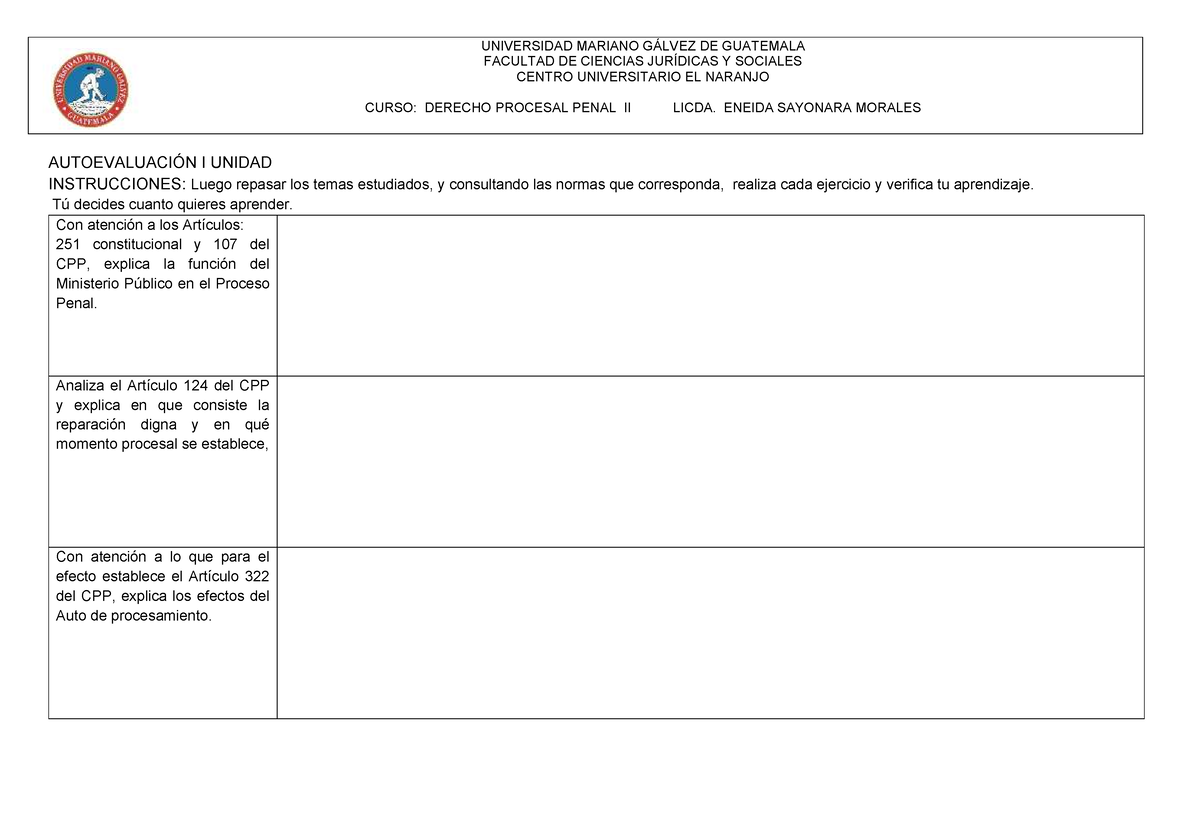 GUIA DE Repaso I Unidad - AUTOEVALUACI”N I UNIDAD INSTRUCCIONES: Luego ...