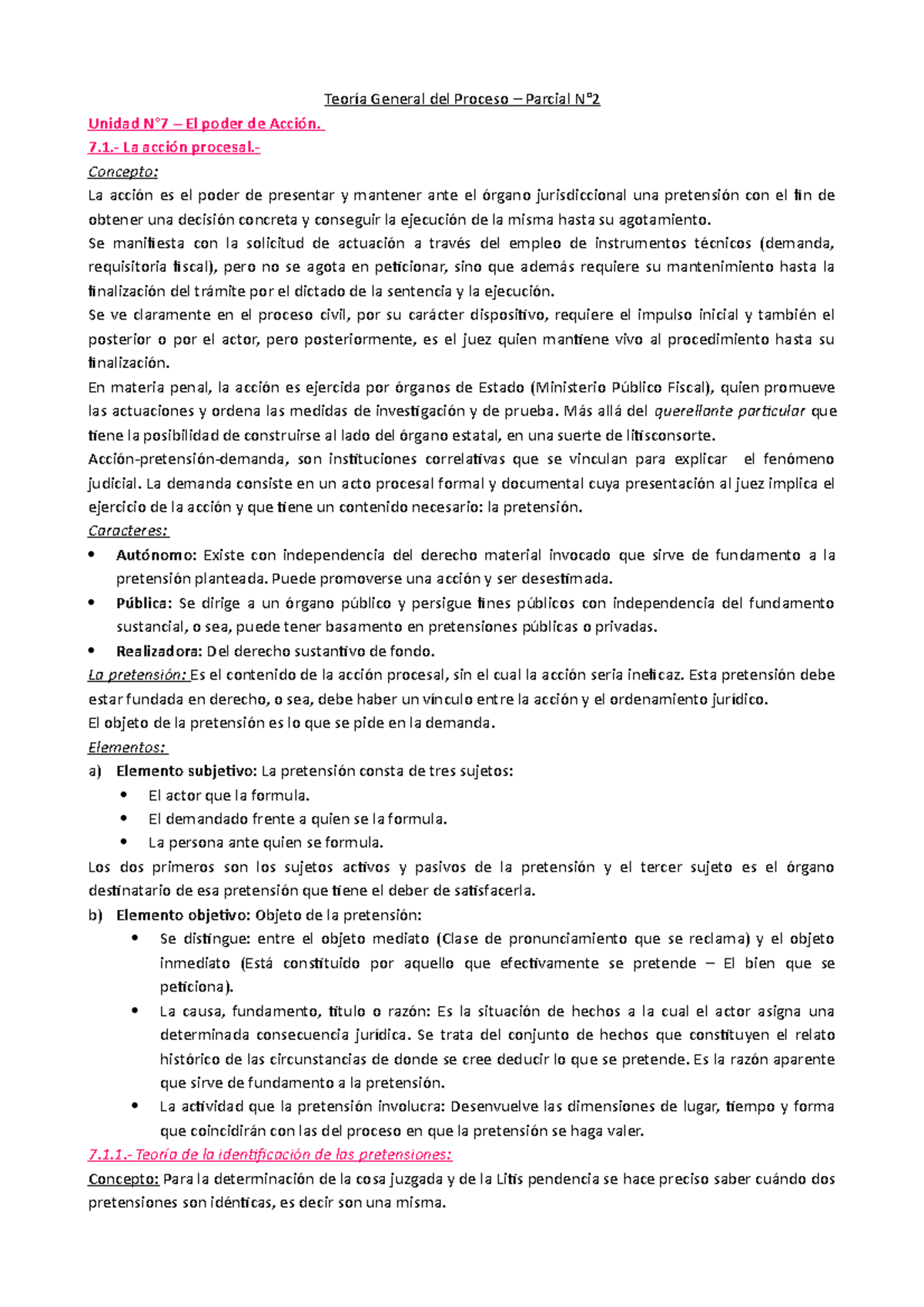 Resumen Procesal - Teoría General Del Proceso – Parcial N° Unidad N°7 ...