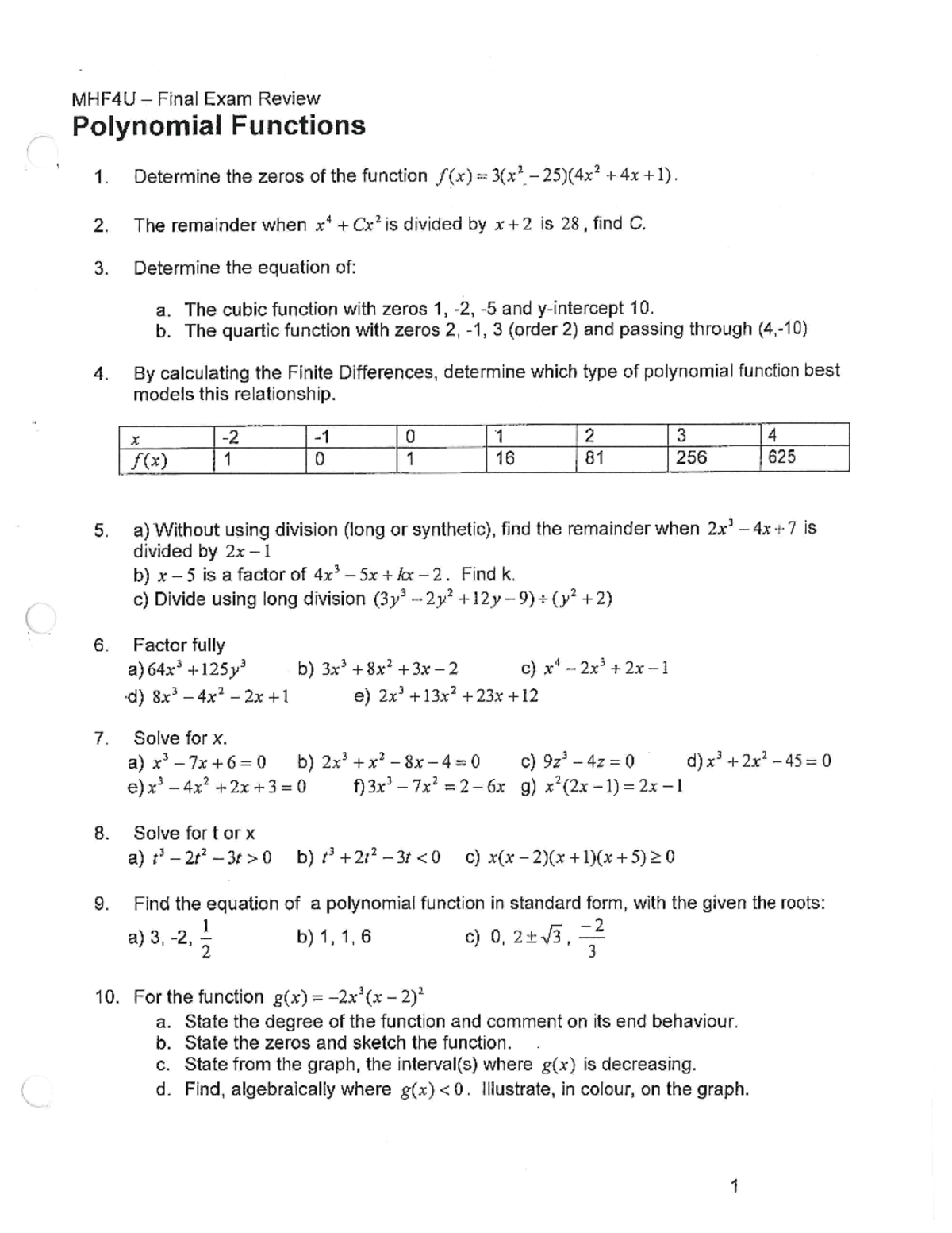 Final Review Polynomials - Math 2270 - Studocu