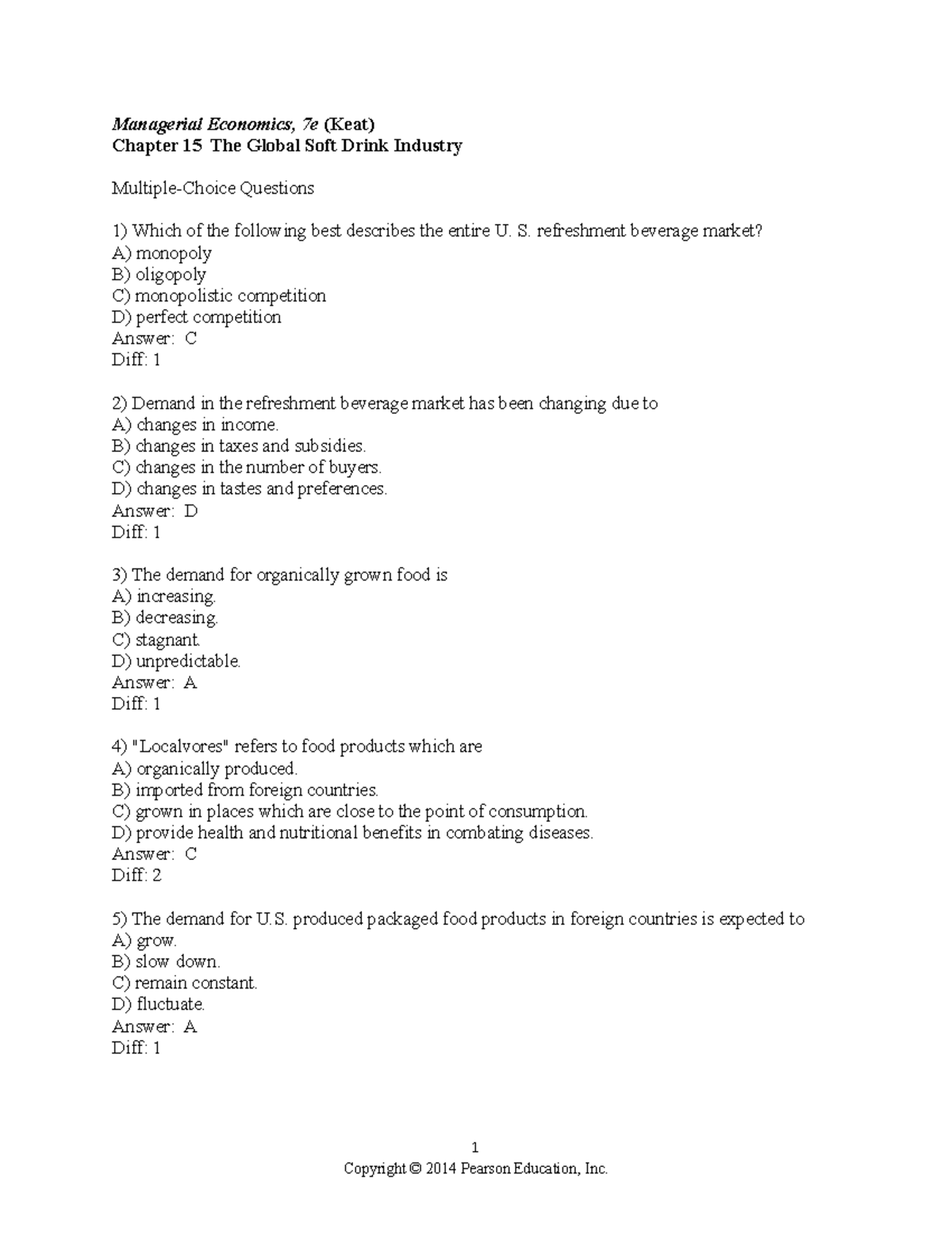 Chapter 15 - Managerial Economics, 7e (Keat) Chapter 15 The Global Soft ...