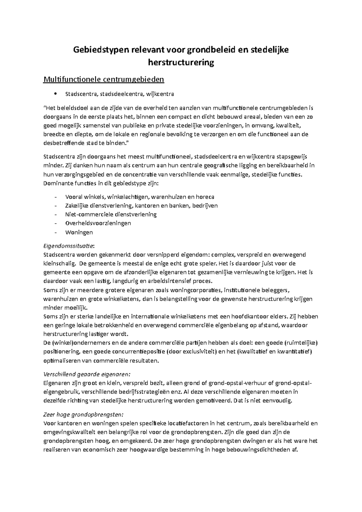 Samenvatting Gebiedstypen Spatial Planning - Gebiedstypen Relevant Voor ...