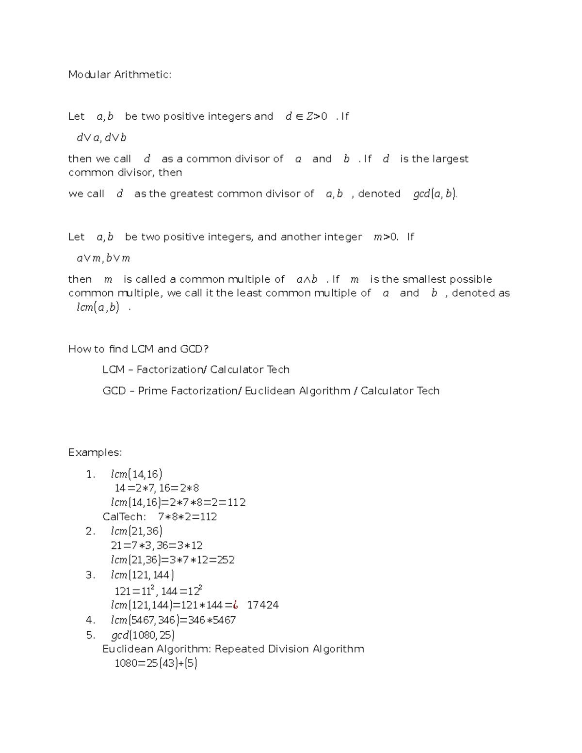 Modular Arithmetic ME 1A on Mathematics in the Modern World - PangSU ...
