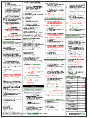 Final Cheat Sheet - Measuring Supply Chain Performance Avg Aggregated ...