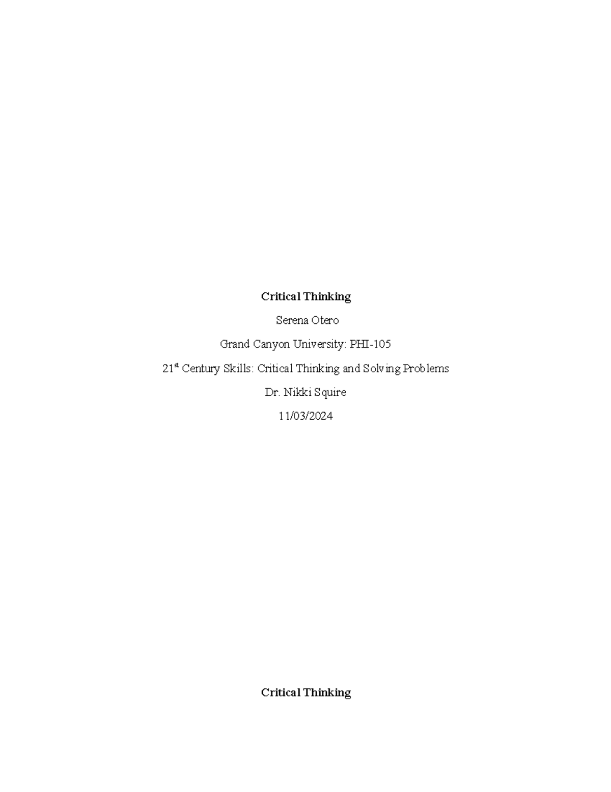 Critical Thinking 2024 2 - Critical Thinking Serena Otero Grand Canyon ...