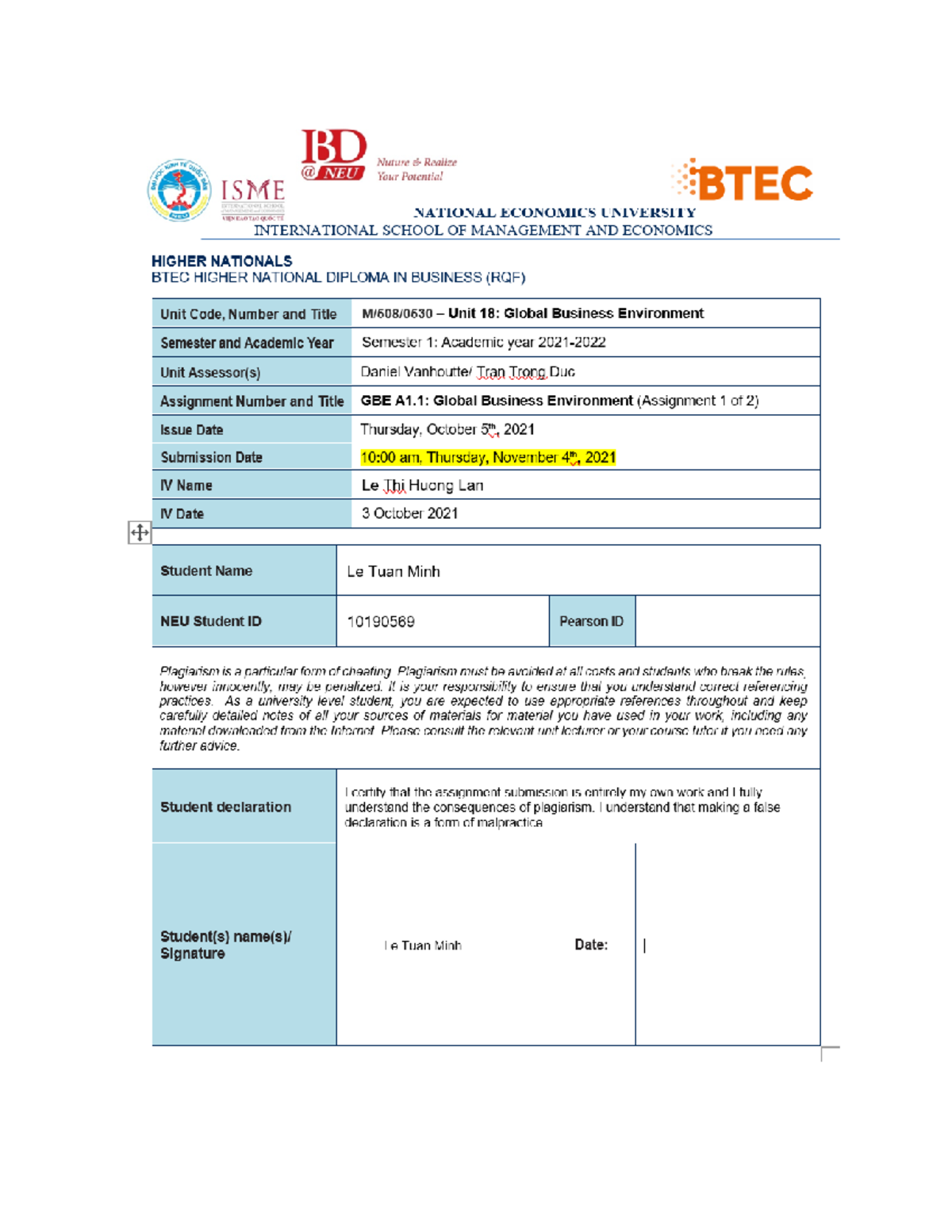 global business environment assignment 1