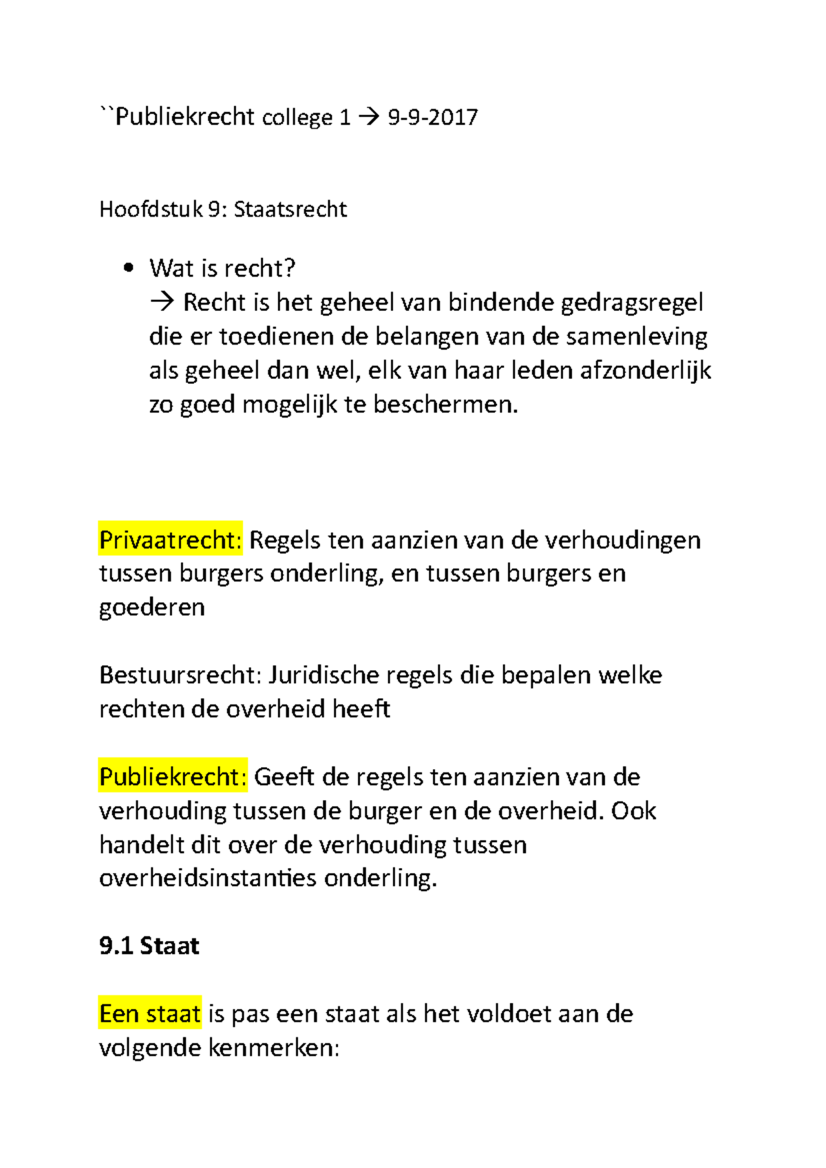 Publiekrecht College 1 → 9 (Automatisch Opgeslagen) (Automatisch ...