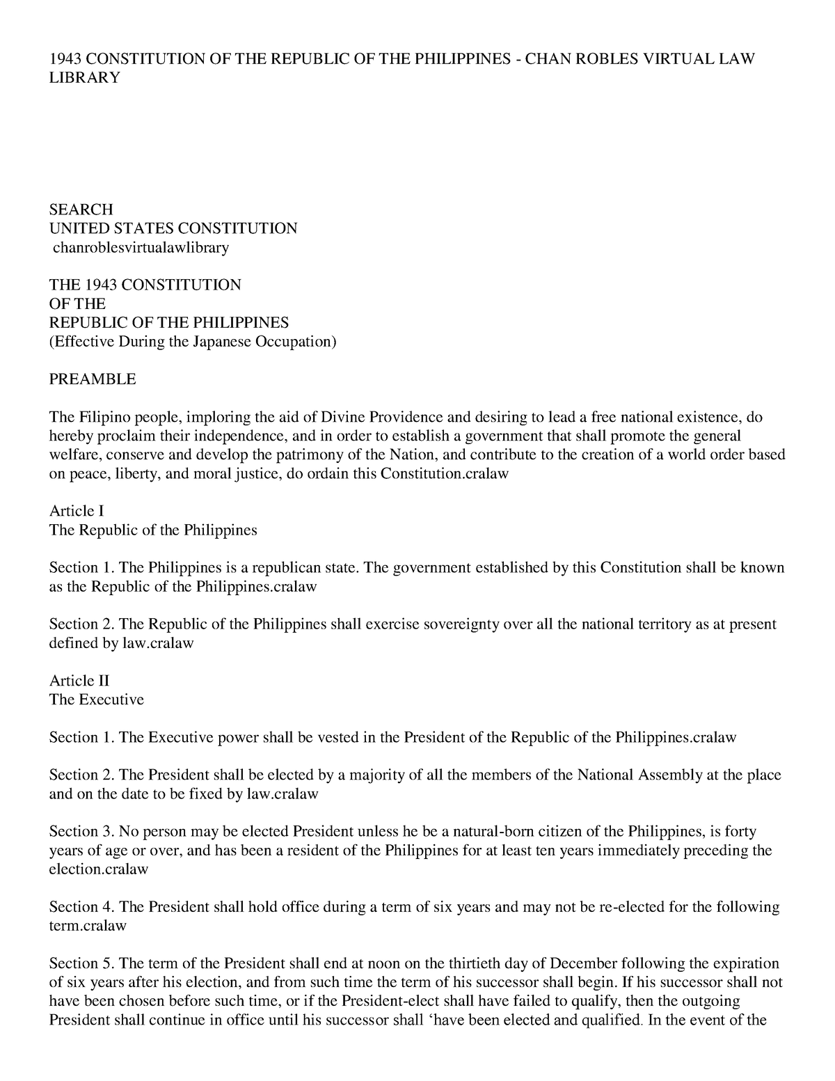 What Is The 1943 Constitution Of The Philippines