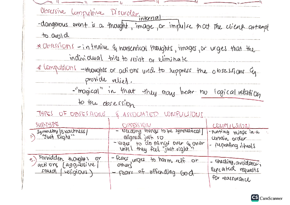 OCD - BS Psychology - CamScanner CamScanner - Studocu