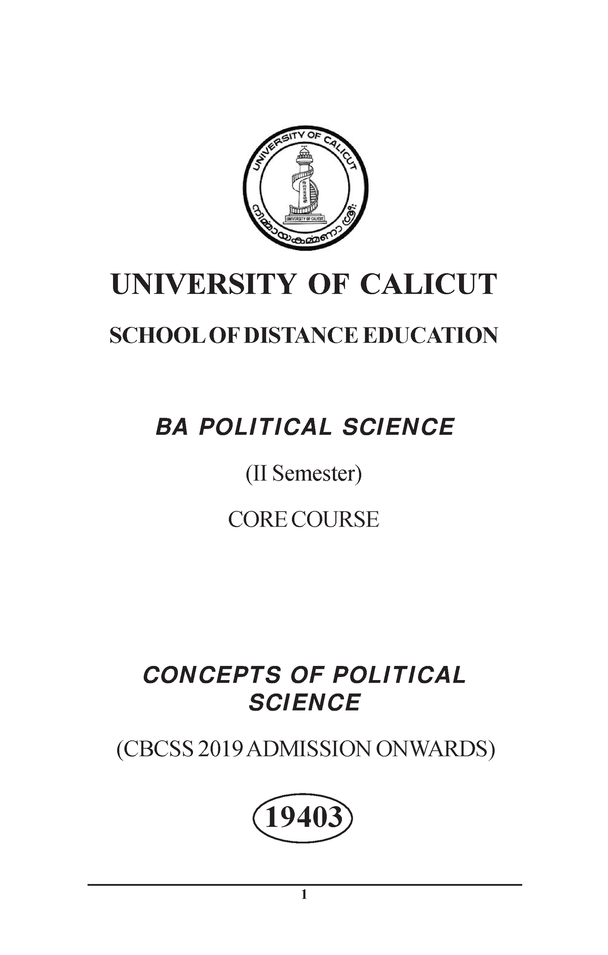 Concept Of Political Science BA II Sem Core Course (19403)- 108 Pages ...