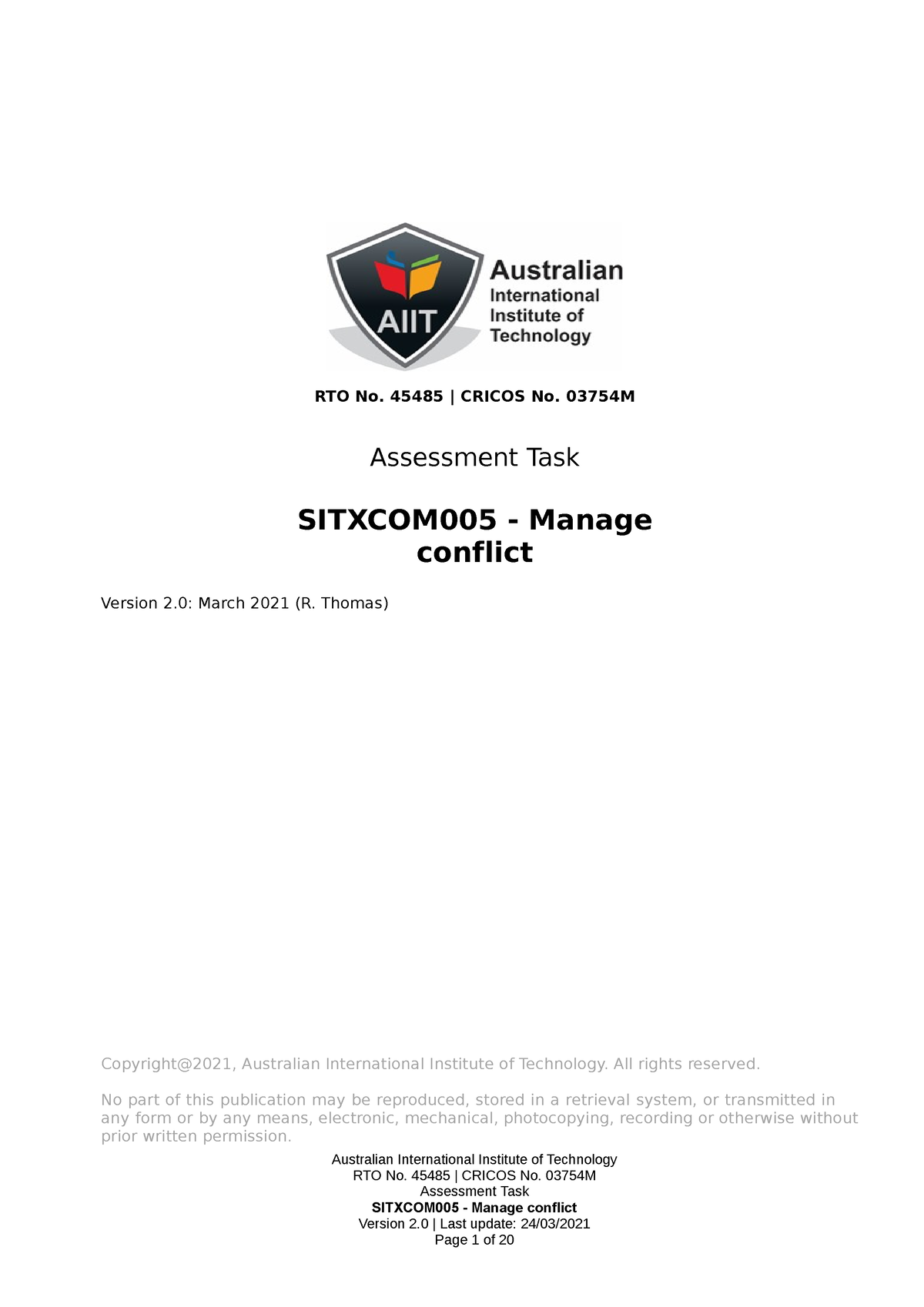 Sitxcom 005 Assessment 1 1 2 - FT2002 - Studocu