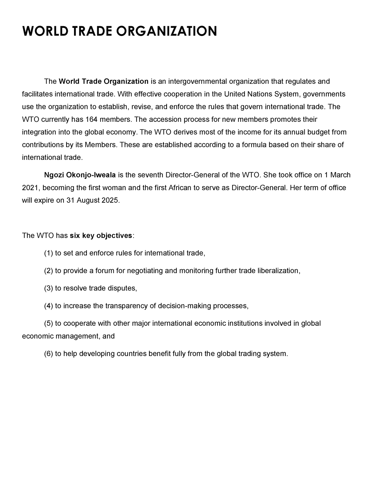 conclusion of wto assignment