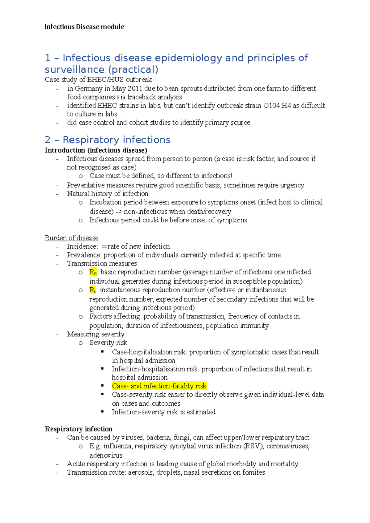 ID - Infectious Disease module - 1 – Infectious disease epidemiology ...
