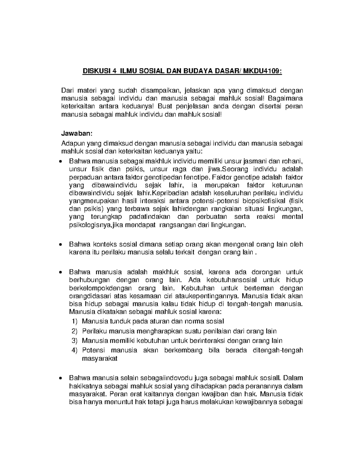 Diskusi 4 ILMU Sosial Budaya Dasar DISKUSI 4 ILMU SOSIAL DAN BUDAYA
