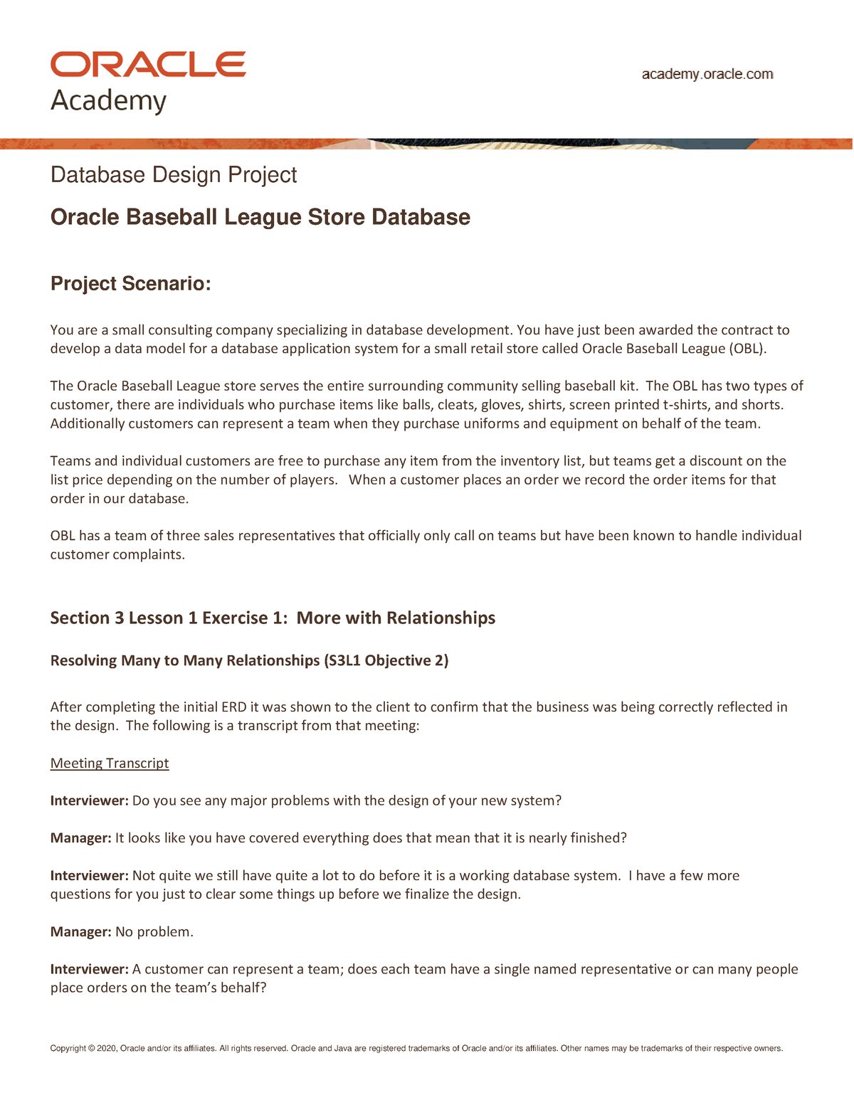 DFo 3 1 1 Project - give answer - Copyright © 2020, Oracle and/or its ...