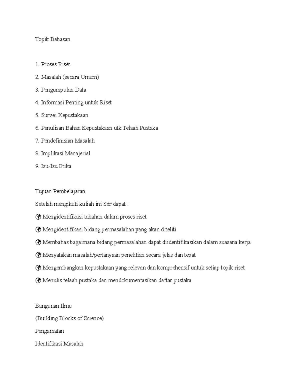 Pertemuan ke-2 proses penelitian - Topik Bahasan Proses Riset Masalah ...