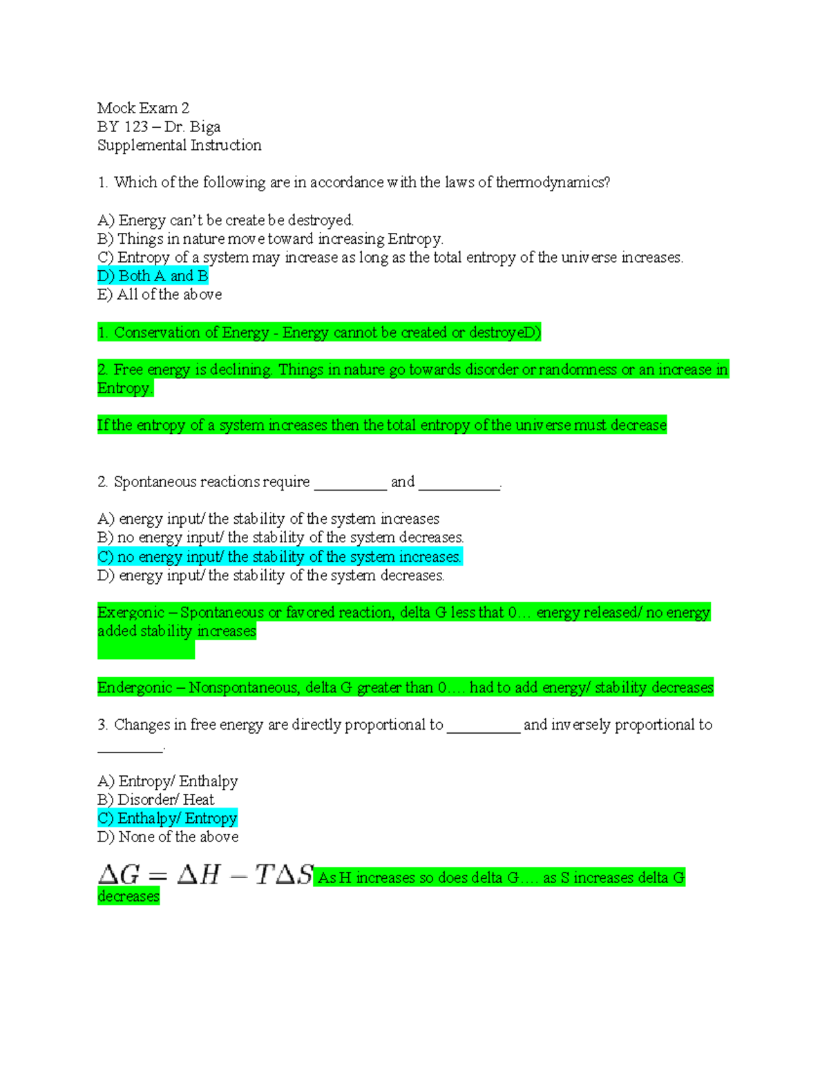 Mock Exam 2 KEY - This is a mock exam with all of the possible answers ...