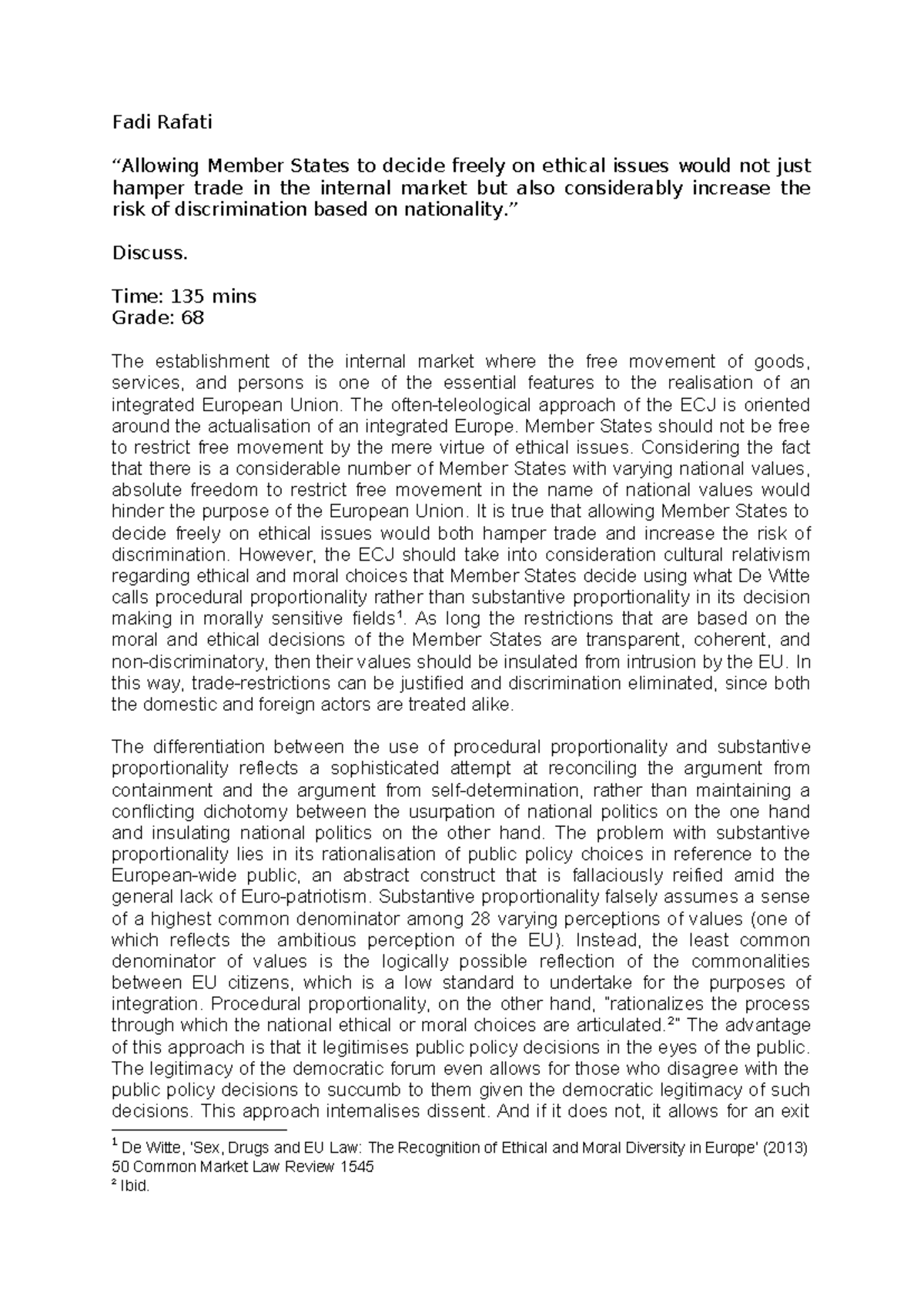 EU - Ethical issues and the internal market - Fadi Rafati “Allowing ...