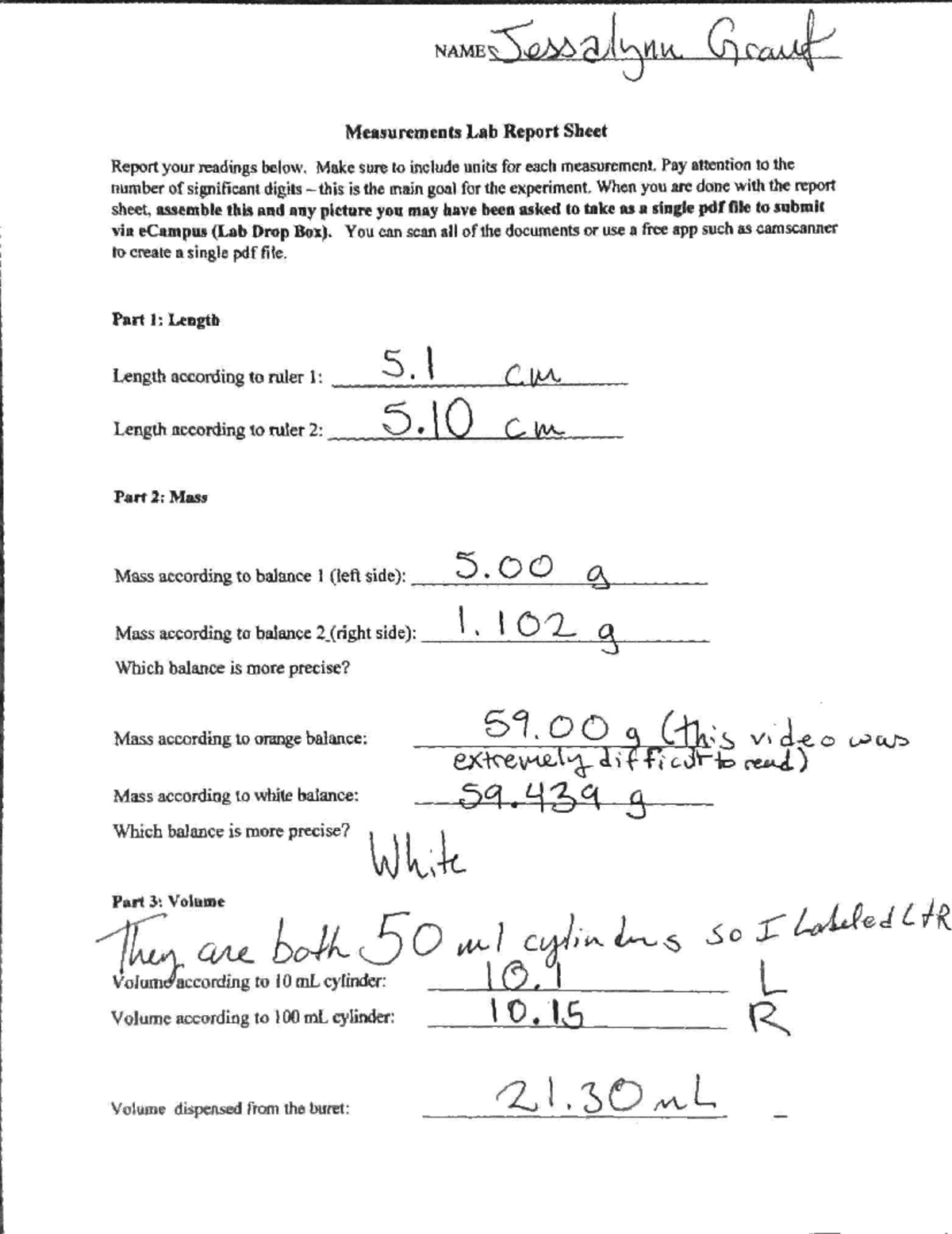 Measurements lab Physics lab PHYS 1401 Studocu