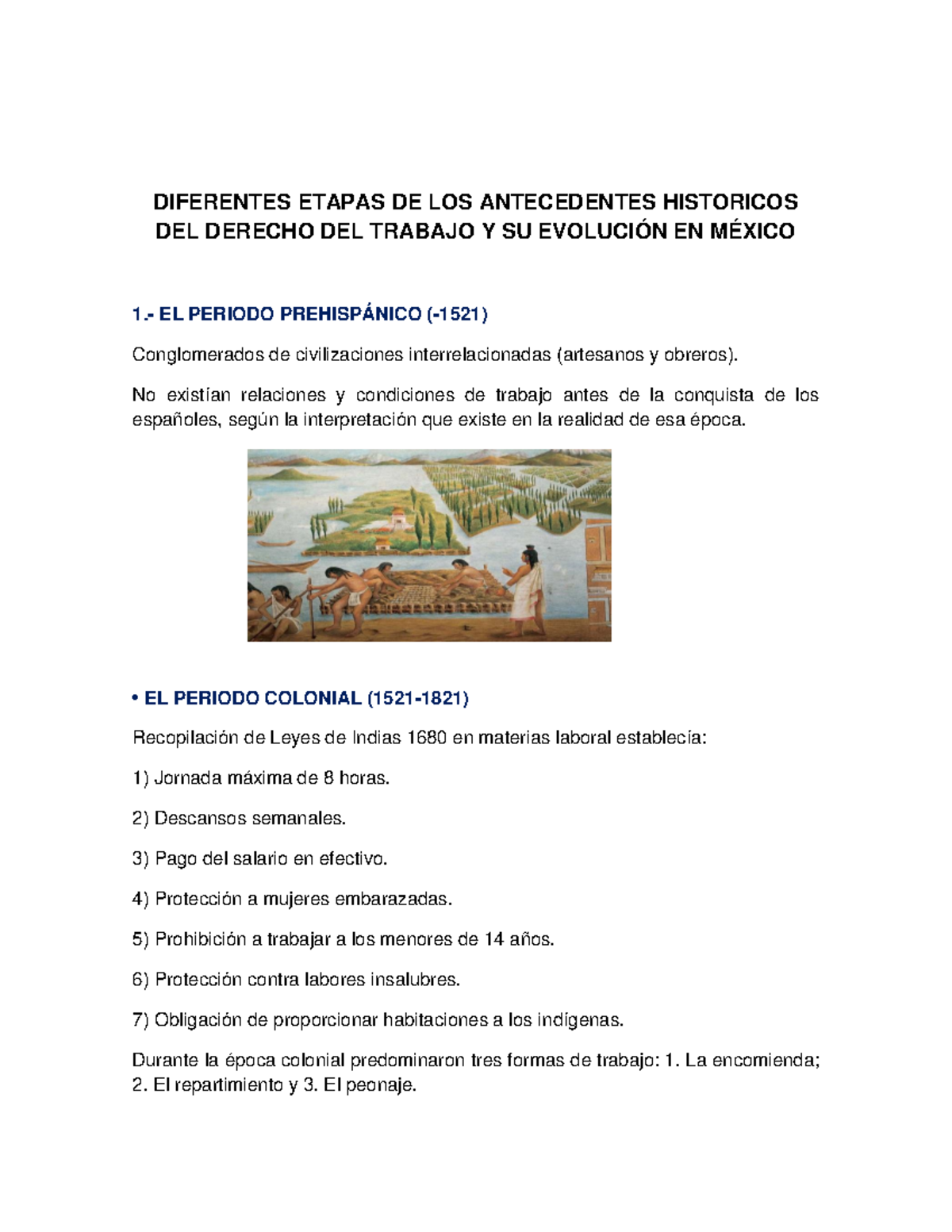 Historia del Derecho Laboral en Mexico