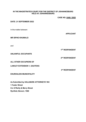 Notice RULE 35(3) AND 6 - HIGH COURT RULE 35(3) AND 6 - IN THE HIGH ...