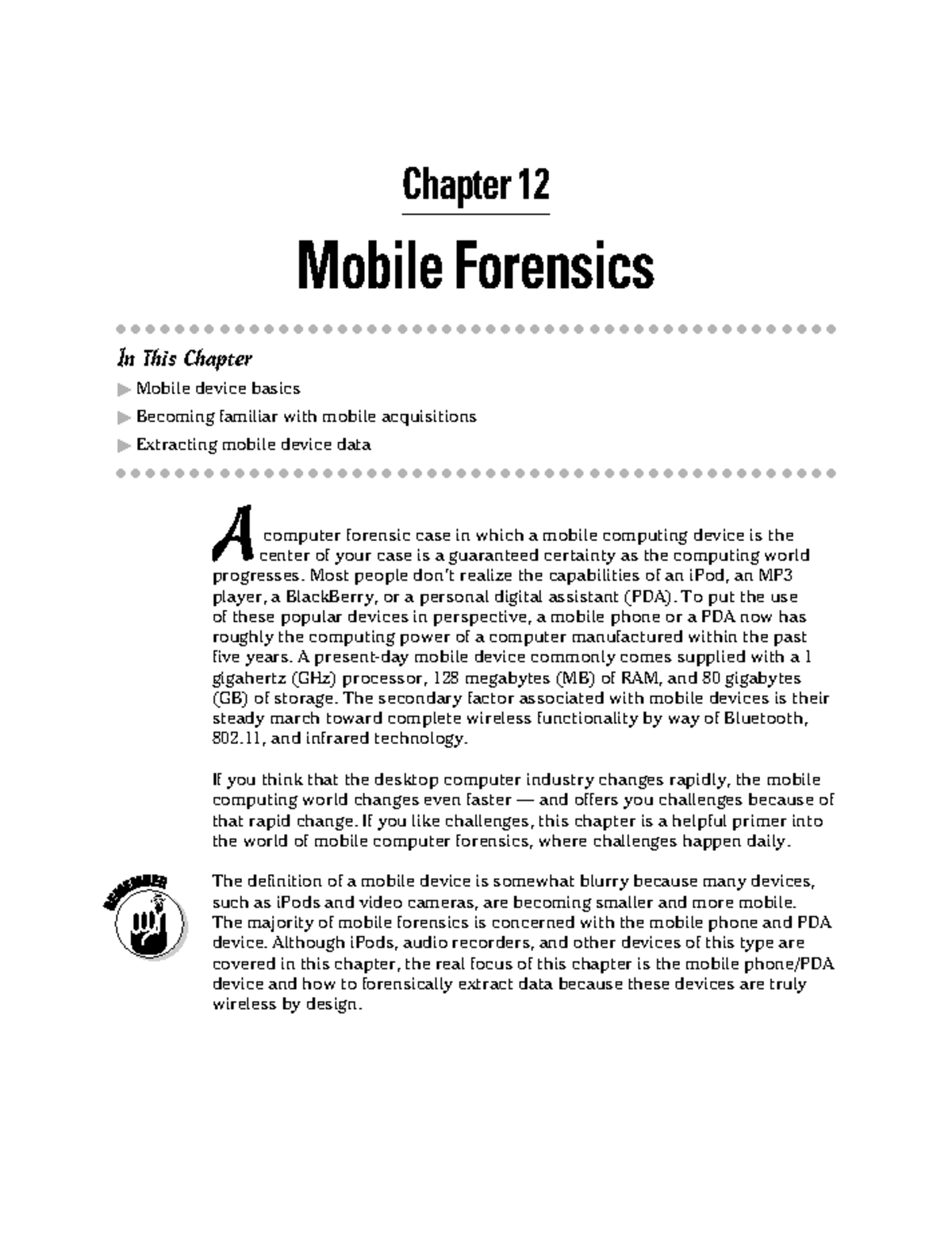 Computer Forensics Mobile Forensics Chapter 12 Mobile Forensics In