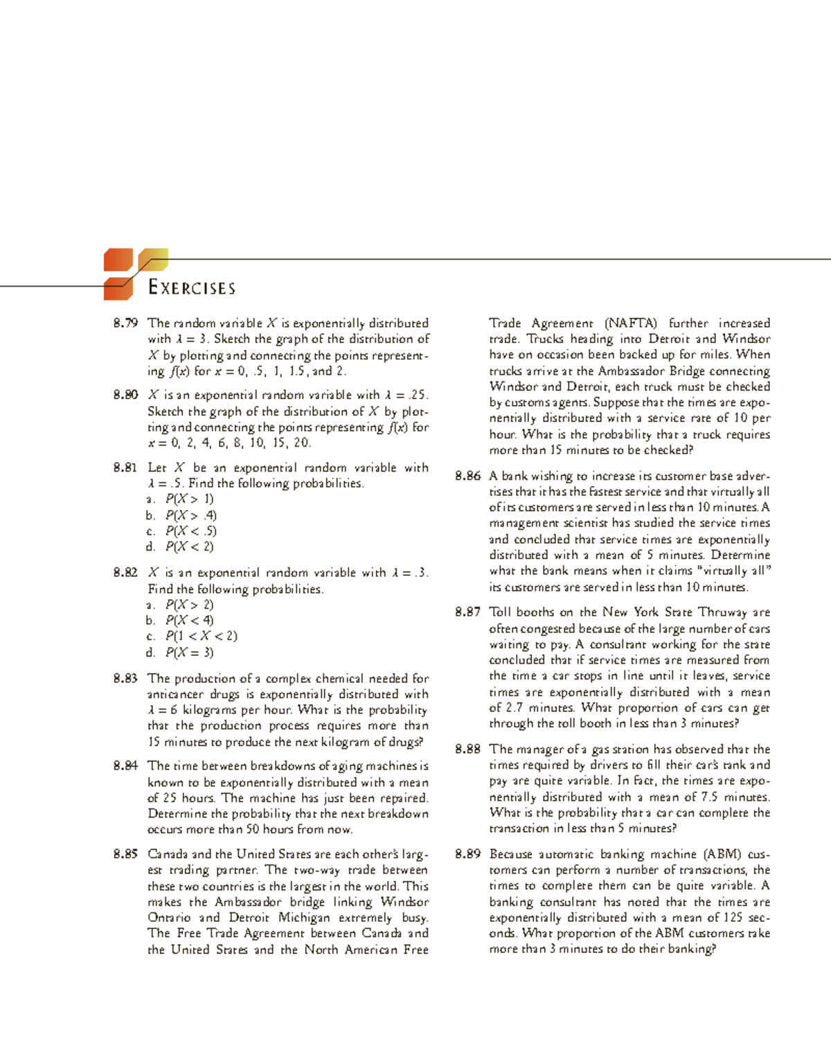 7 excer expo student dis - EX E R C I S E S 8 The random variable X is ...
