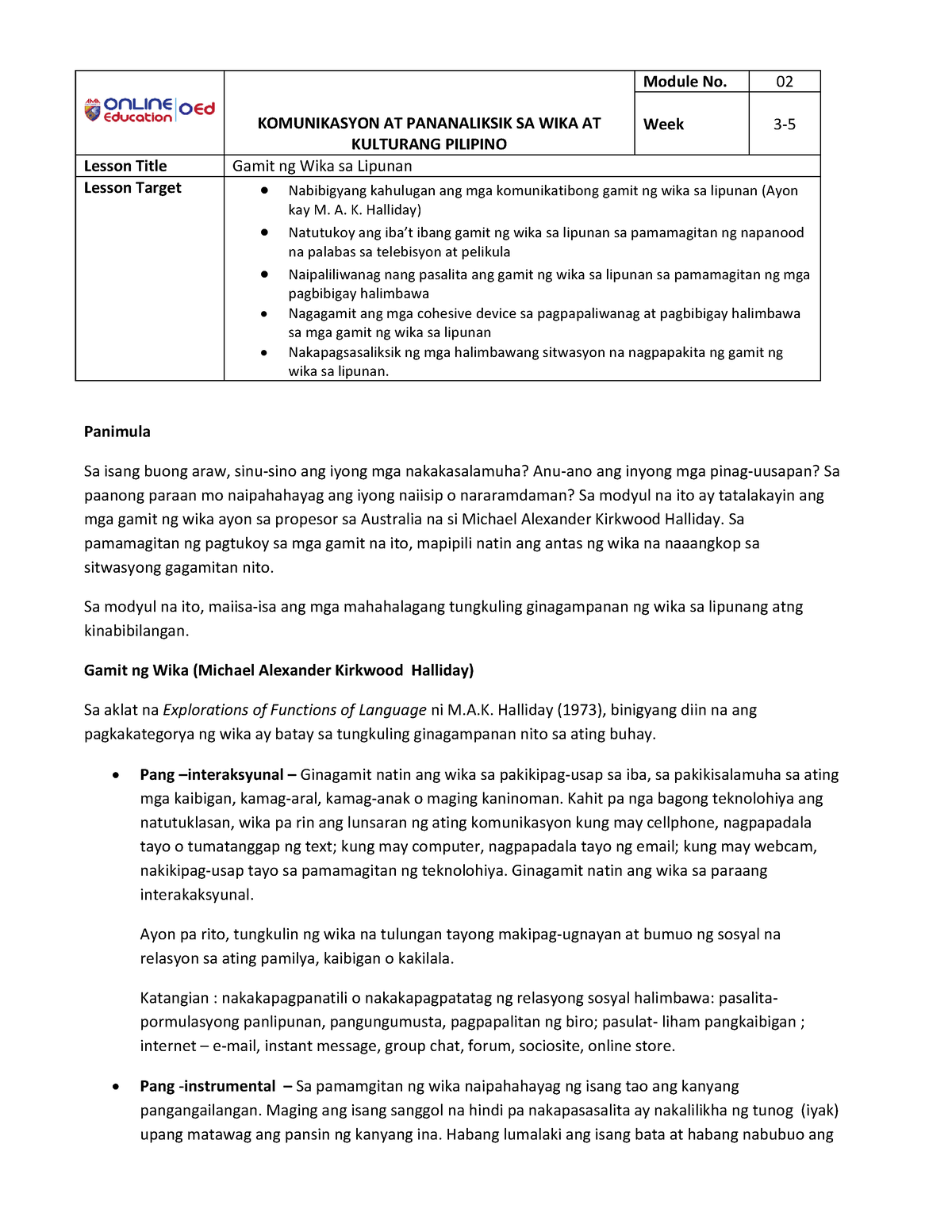 Week 003 005 Module Gamit Ng Wika Sa Lipunan Komunikasyon At Pananaliksik Sa Wika At Kulturang 6512