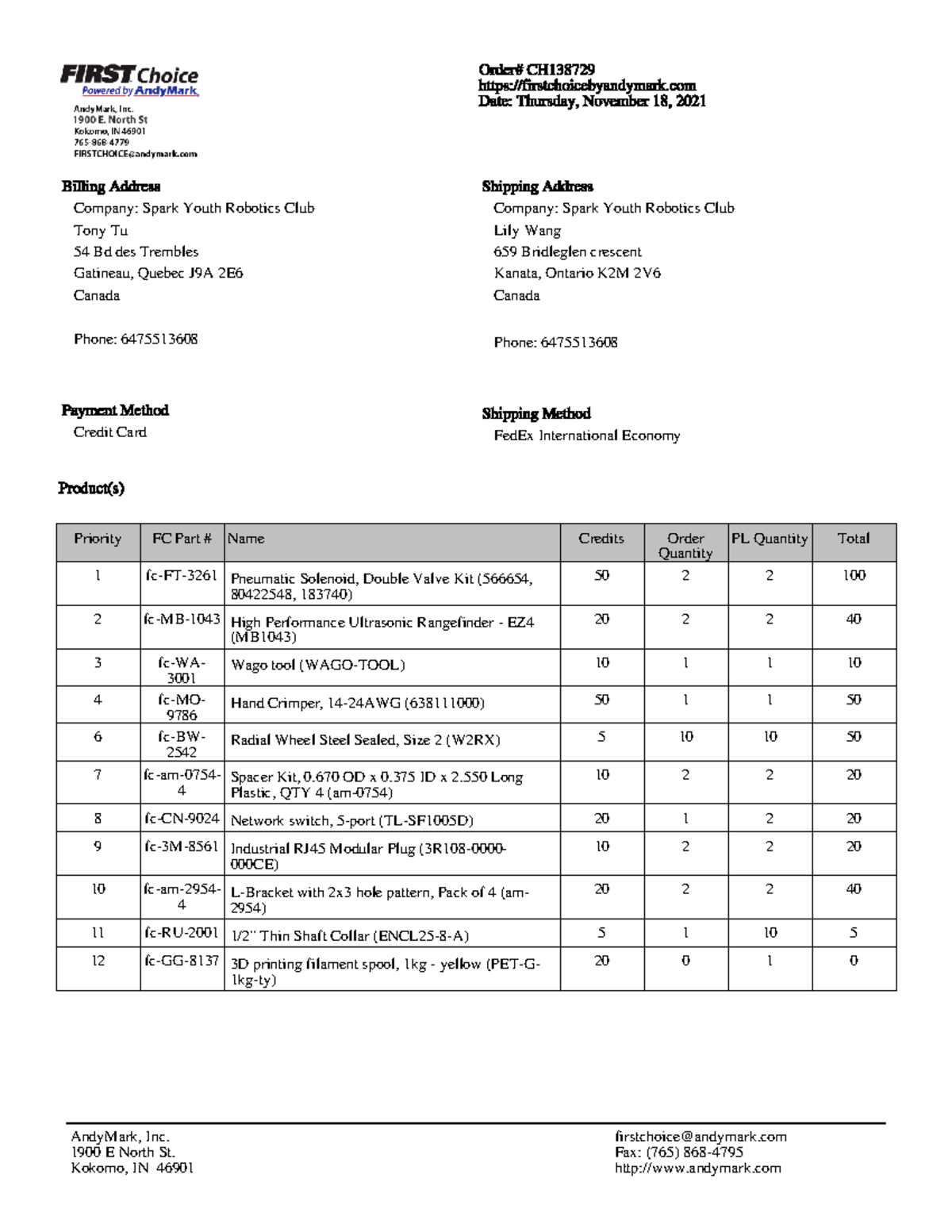 Old Invoice WOW Web design - Order# CH 138729 firstchoicebyandymark ...