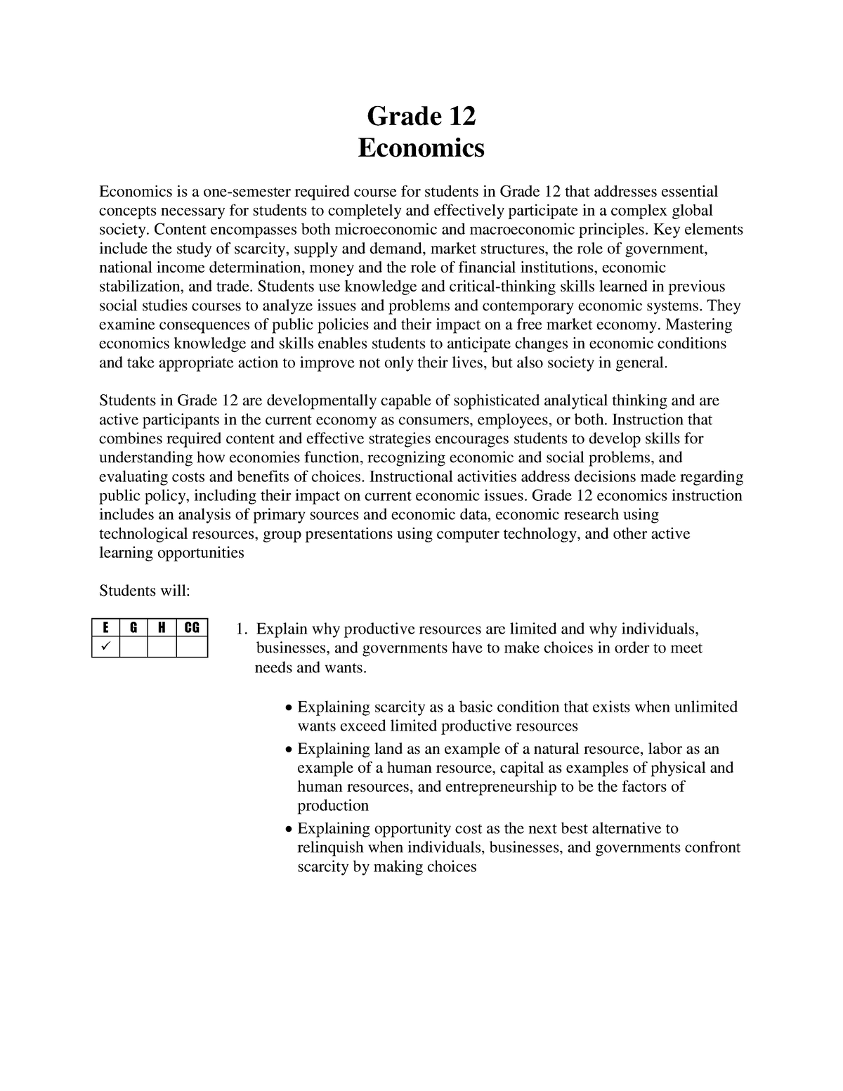 essays grade 12 economics